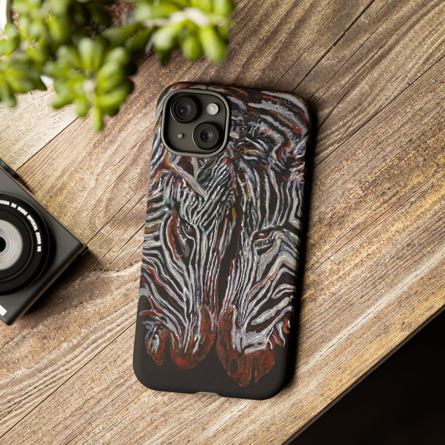 Artistic Zebra Phone Case Twin Zebra Image- Tough Protection for Wildlife Lovers