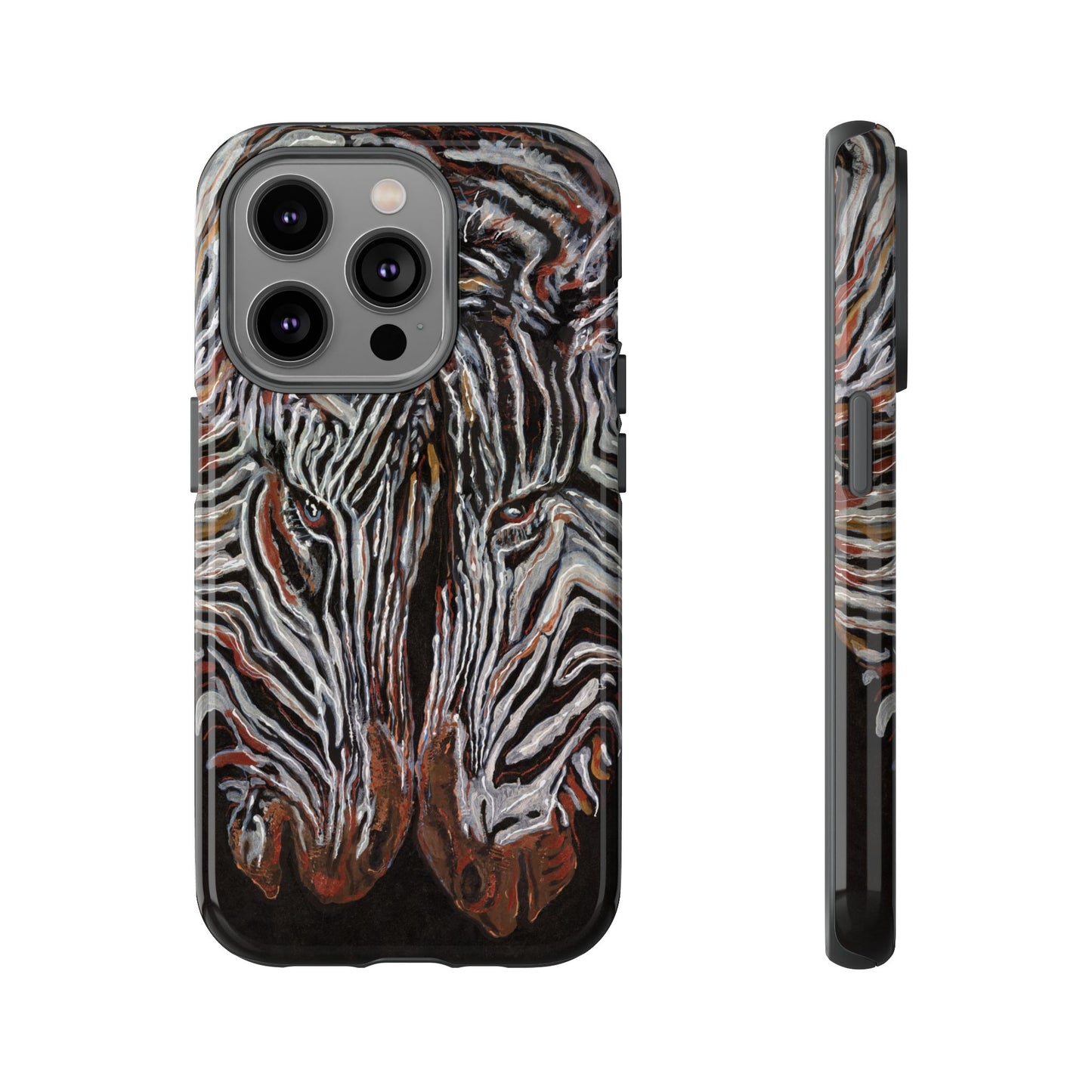 Artistic Zebra Phone Case Twin Zebra Image- Tough Protection for Wildlife Lovers
