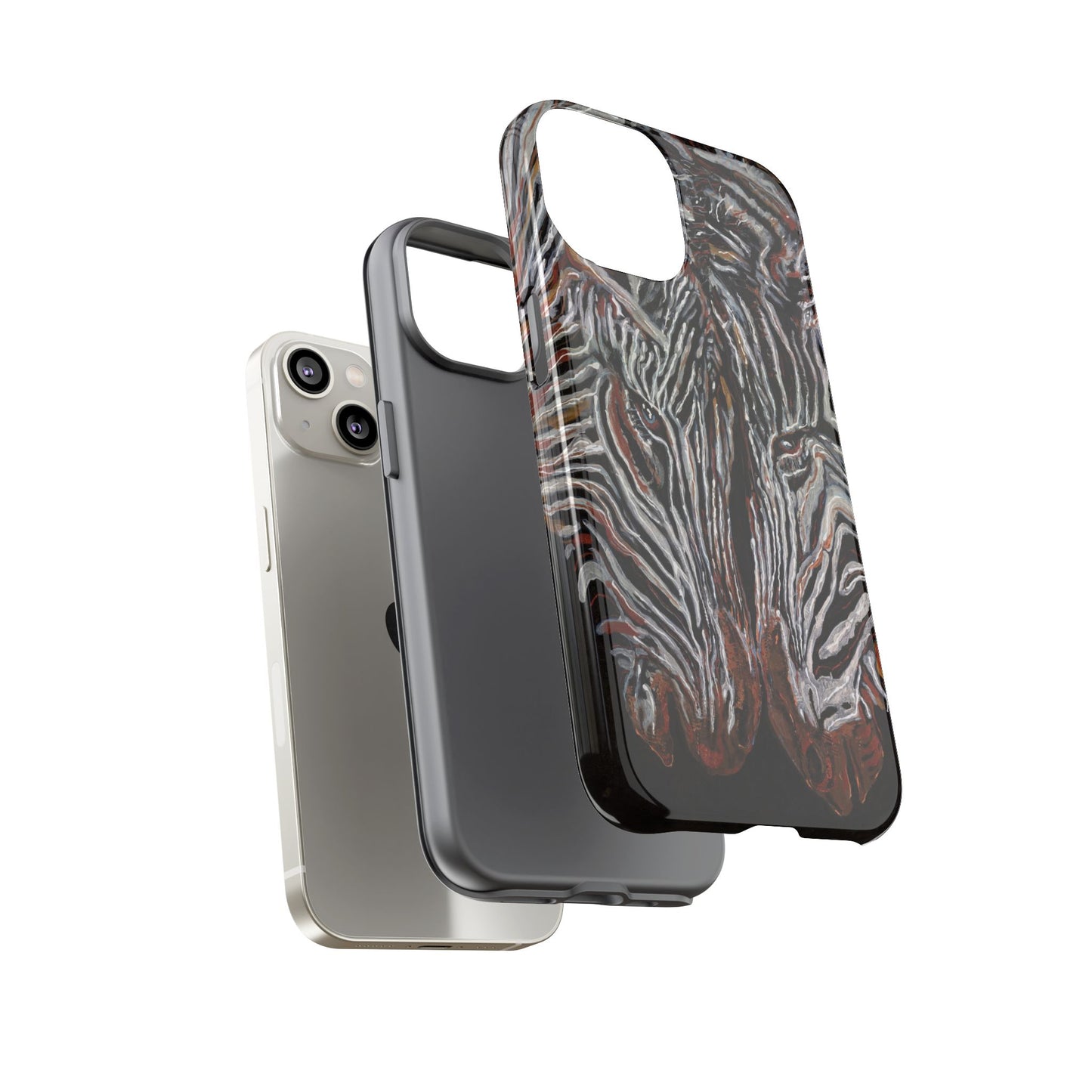 Artistic Zebra Phone Case Twin Zebra Image- Tough Protection for Wildlife Lovers