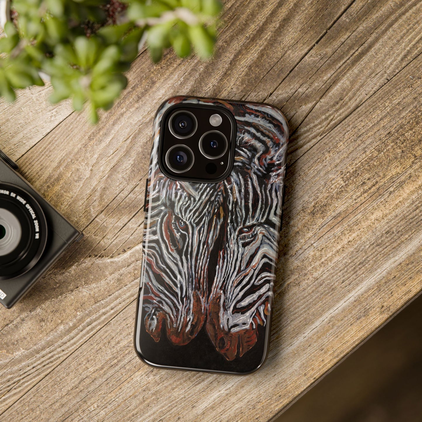 Artistic Zebra Phone Case Twin Zebra Image- Tough Protection for Wildlife Lovers