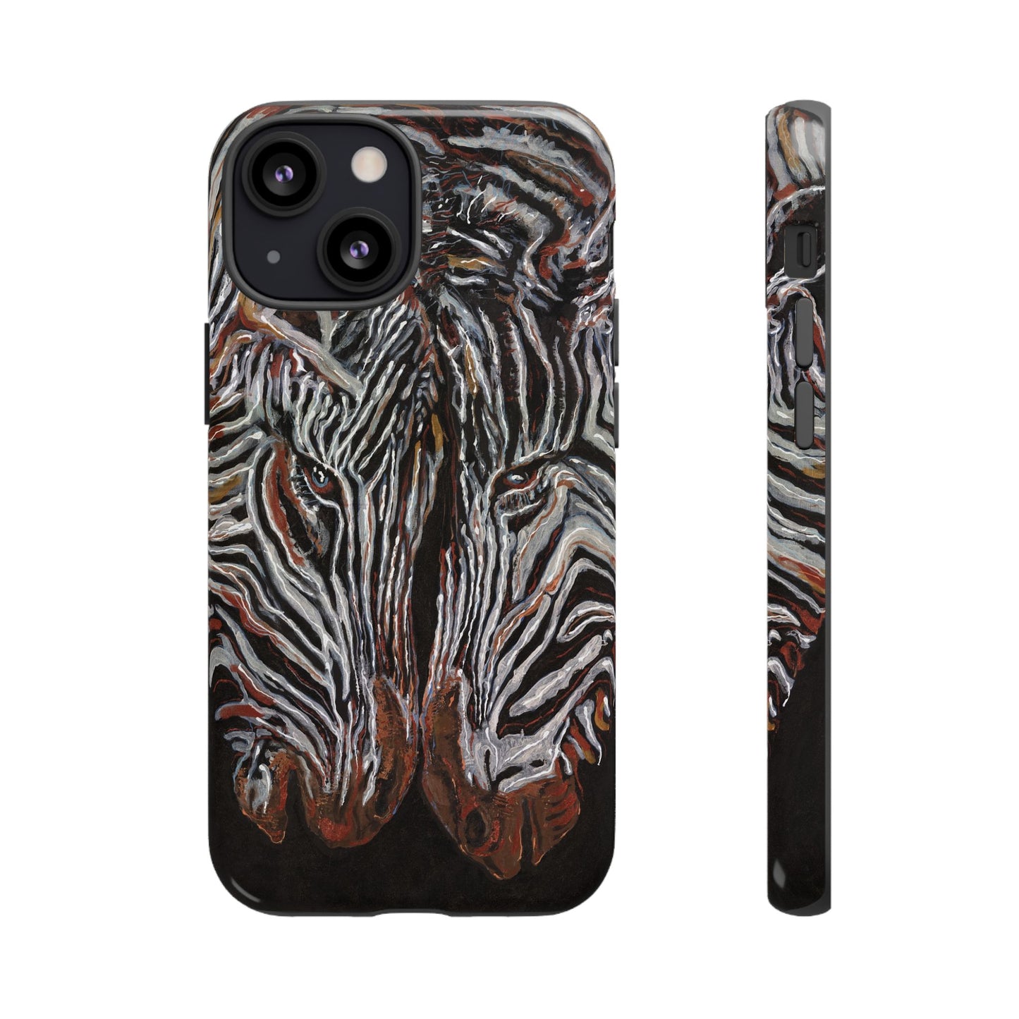 Artistic Zebra Phone Case Twin Zebra Image- Tough Protection for Wildlife Lovers