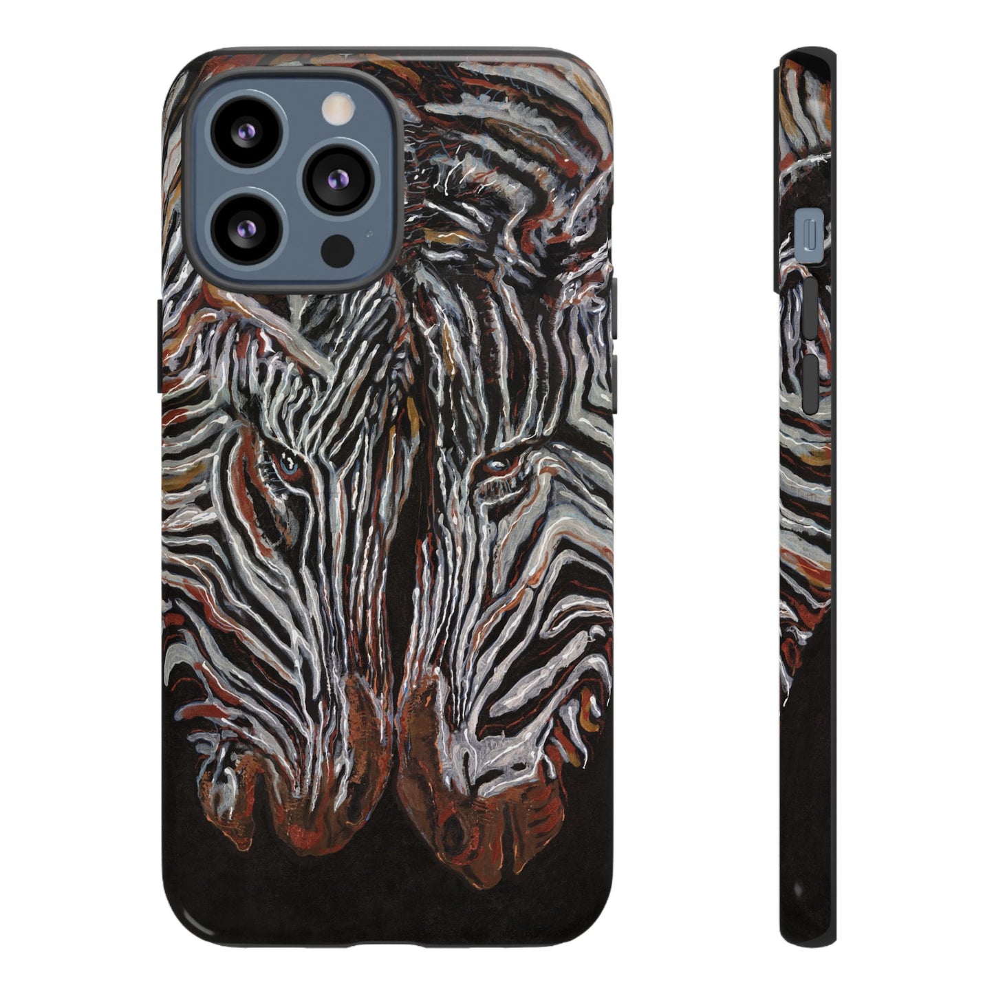 Artistic Zebra Phone Case Twin Zebra Image- Tough Protection for Wildlife Lovers