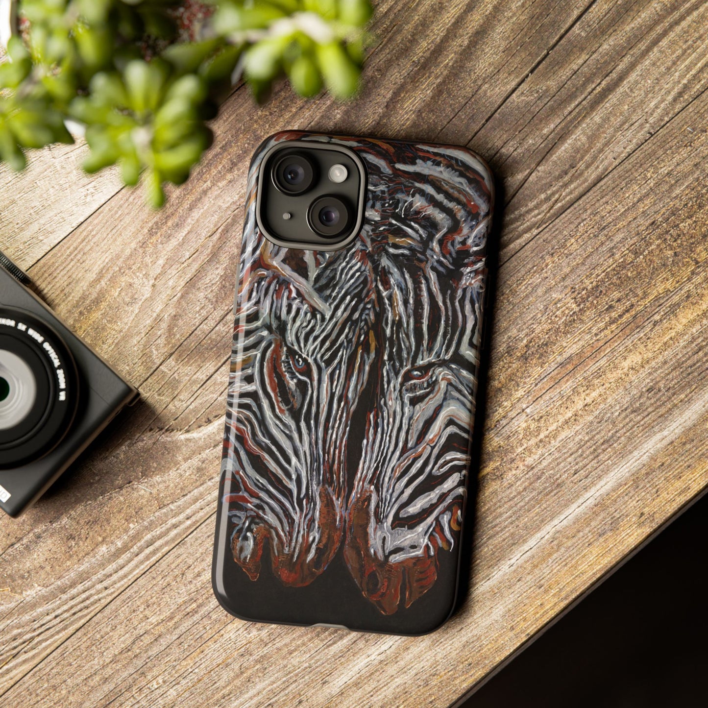 Artistic Zebra Phone Case Twin Zebra Image- Tough Protection for Wildlife Lovers
