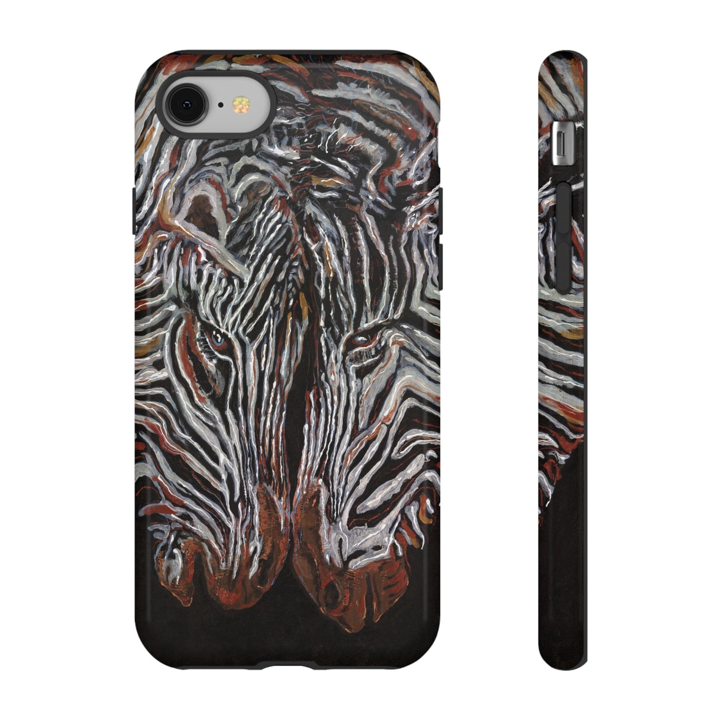 Artistic Zebra Phone Case Twin Zebra Image- Tough Protection for Wildlife Lovers