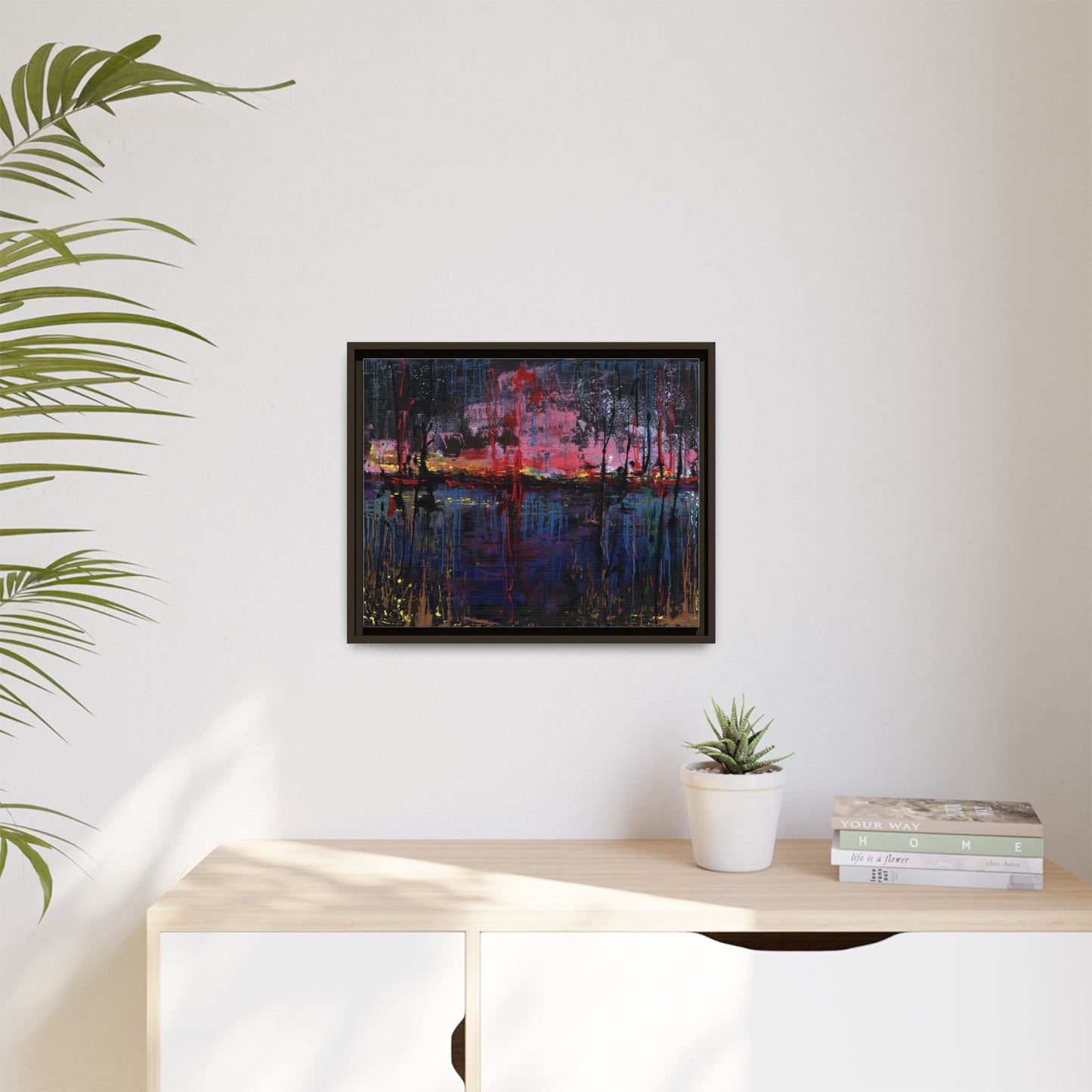 Abstract Sunset Landscape Matte Canvas Framed Art