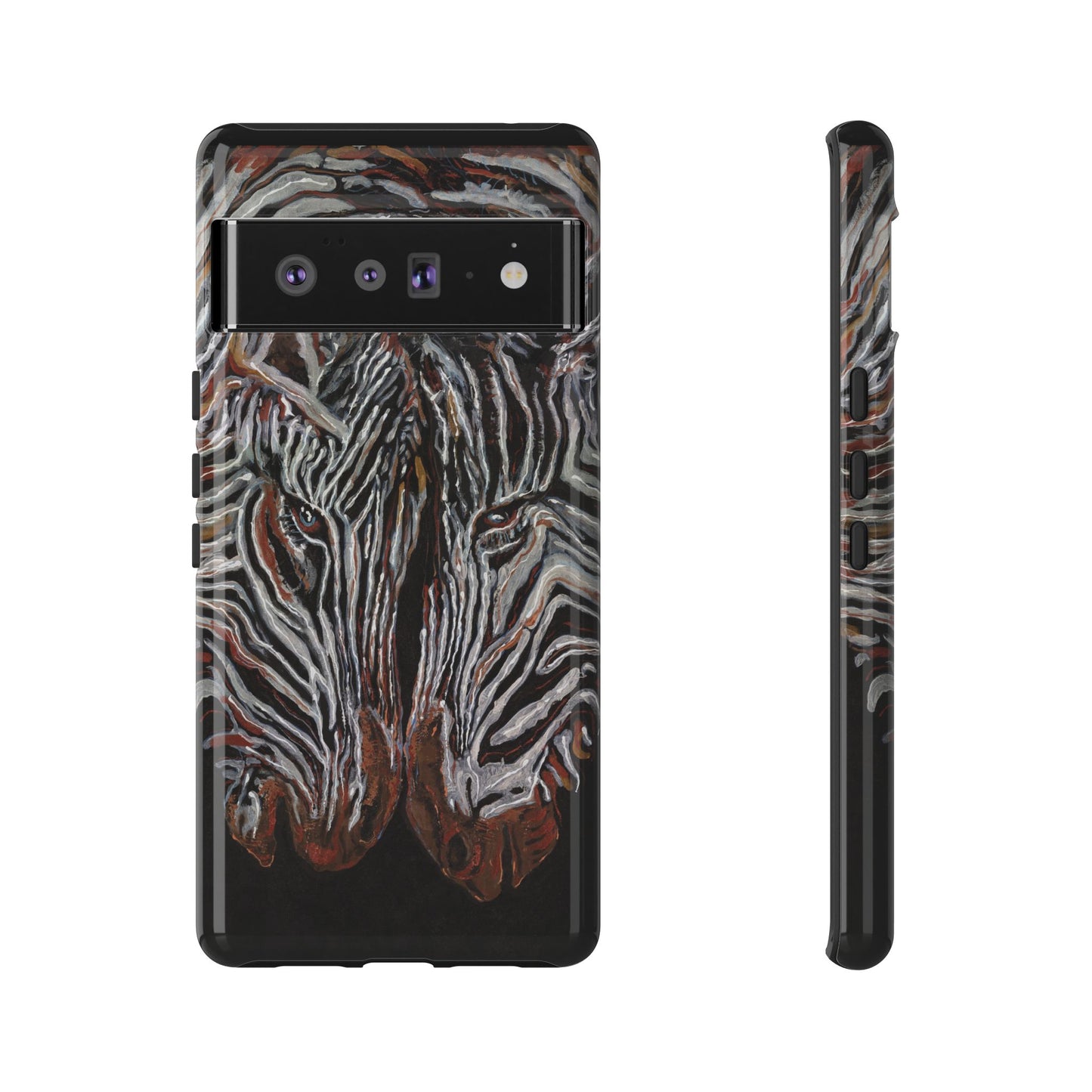 Artistic Zebra Phone Case Twin Zebra Image- Tough Protection for Wildlife Lovers