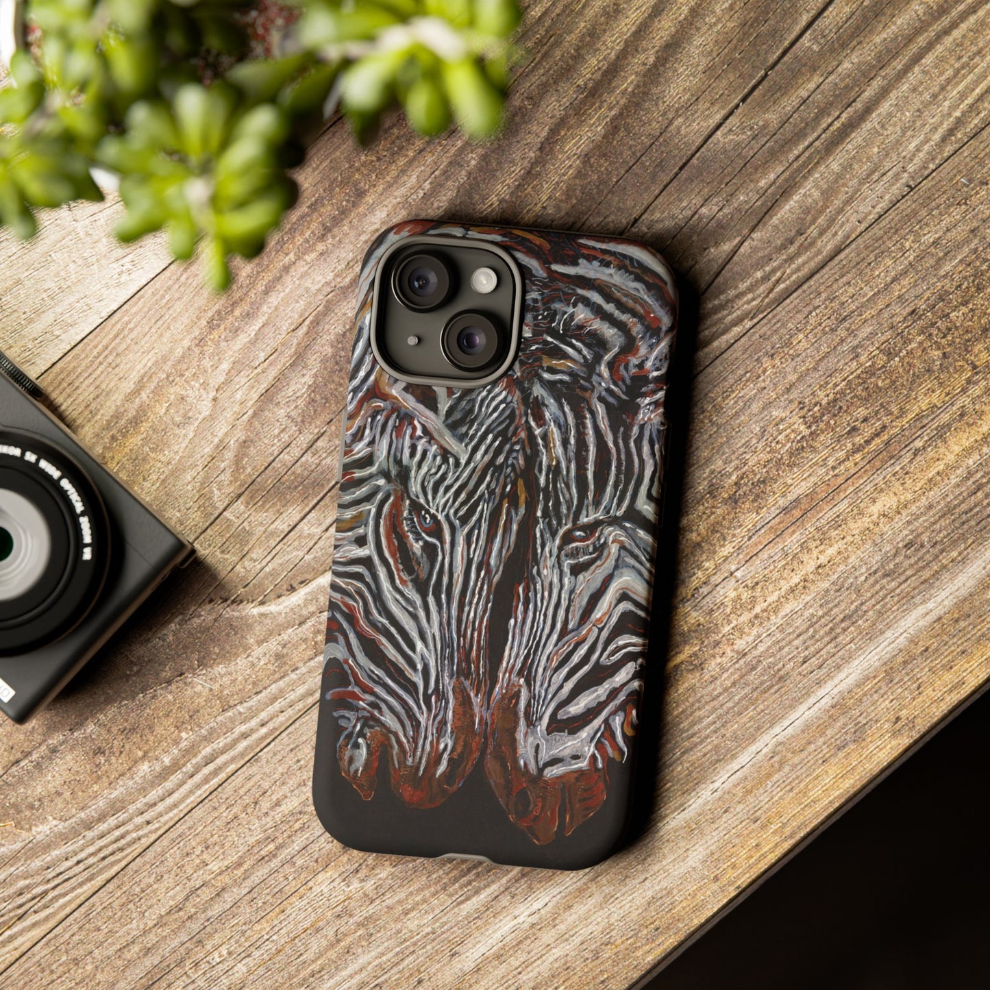 Artistic Zebra Phone Case Twin Zebra Image- Tough Protection for Wildlife Lovers