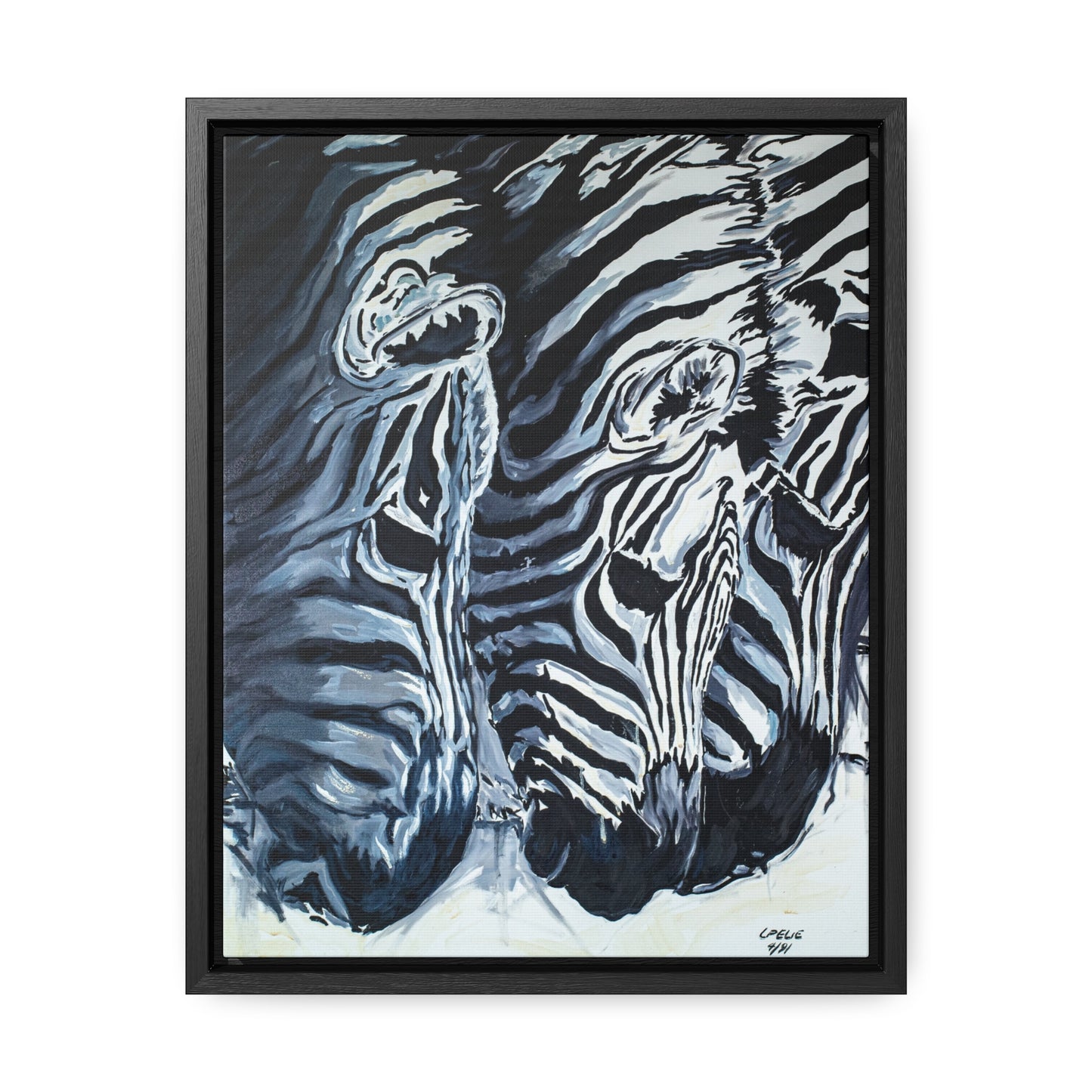The Baby Zebras - Framed Canvas Print
