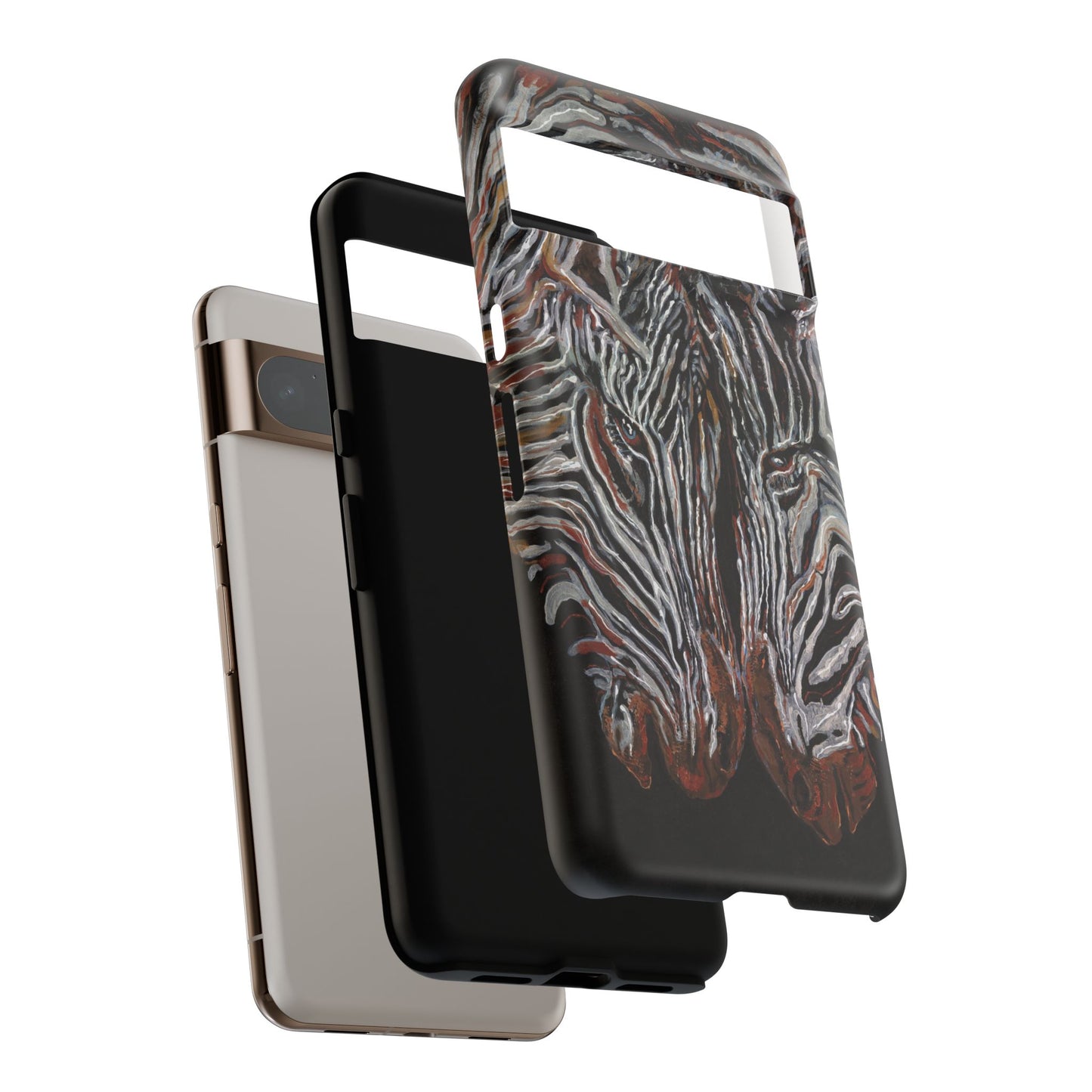 Artistic Zebra Phone Case Twin Zebra Image- Tough Protection for Wildlife Lovers