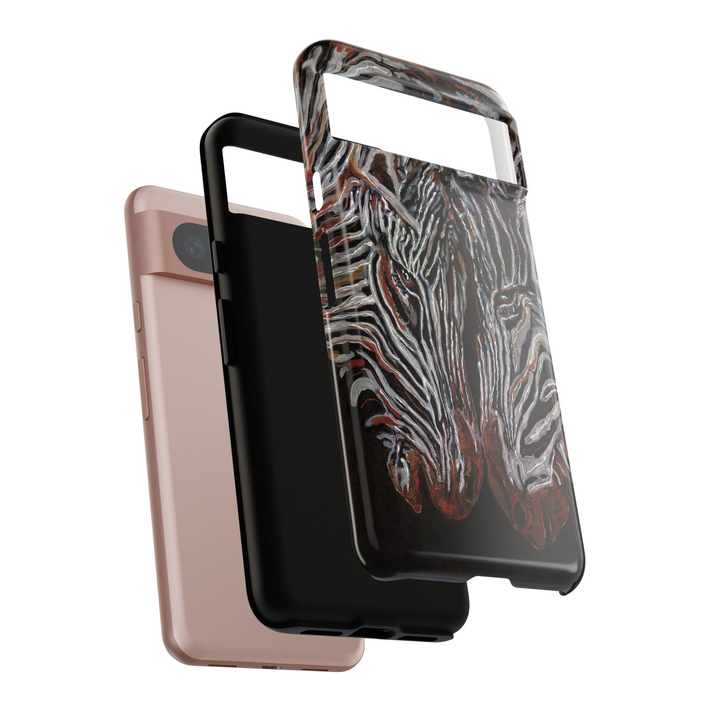 Artistic Zebra Phone Case Twin Zebra Image- Tough Protection for Wildlife Lovers