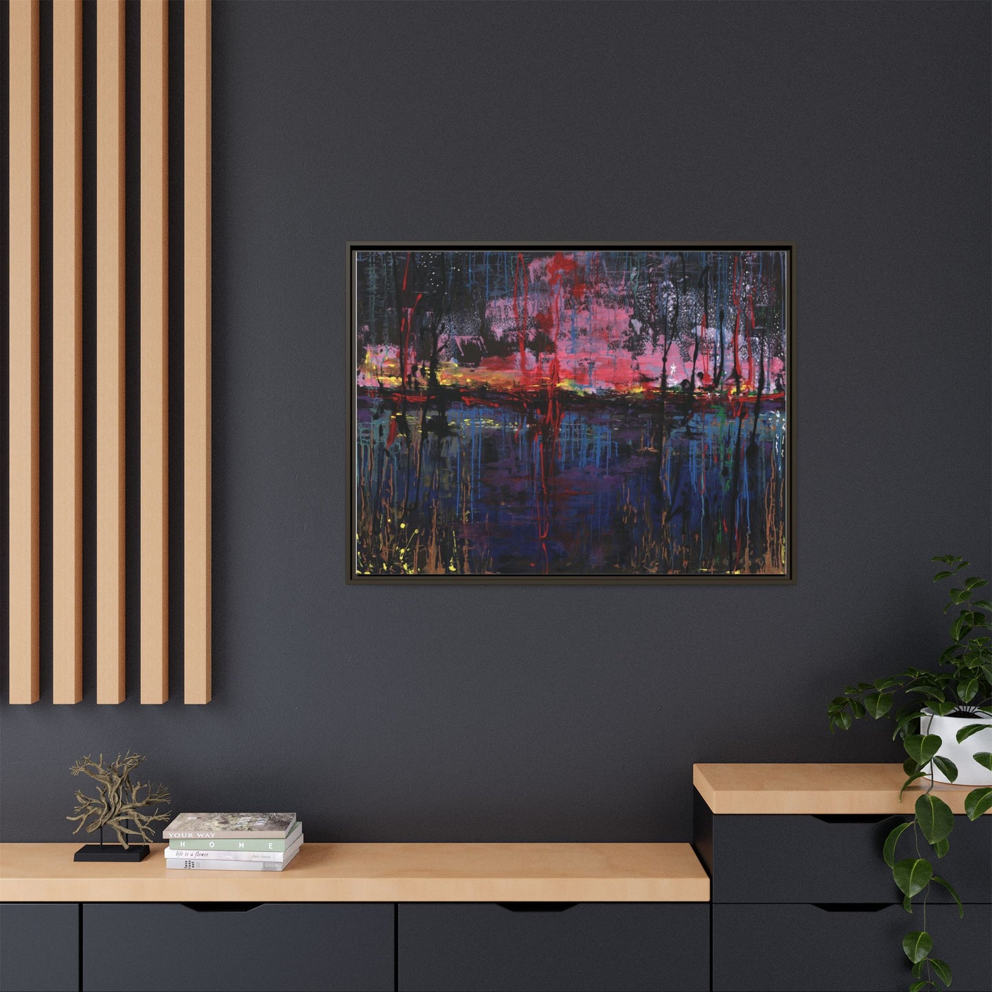 Abstract Sunset Landscape Matte Canvas Framed Art