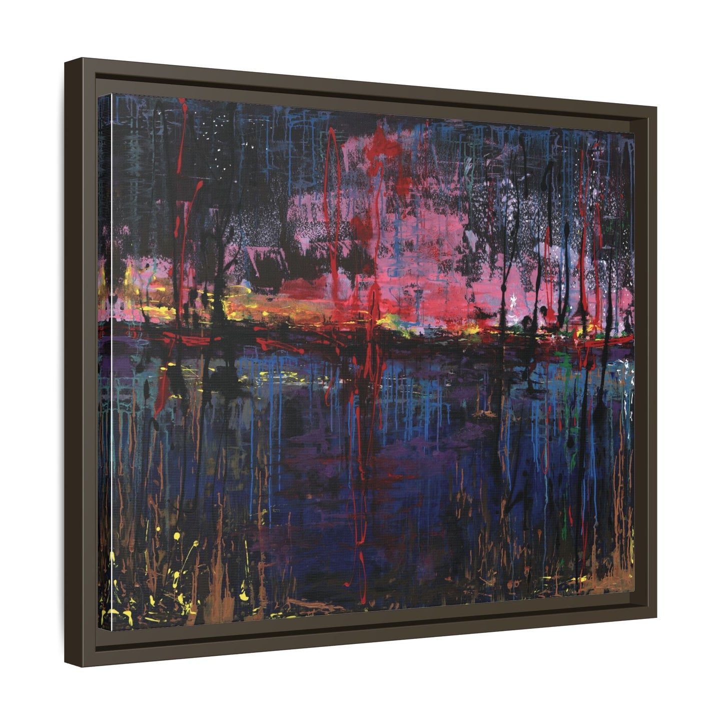 Abstract Sunset Landscape Matte Canvas Framed Art
