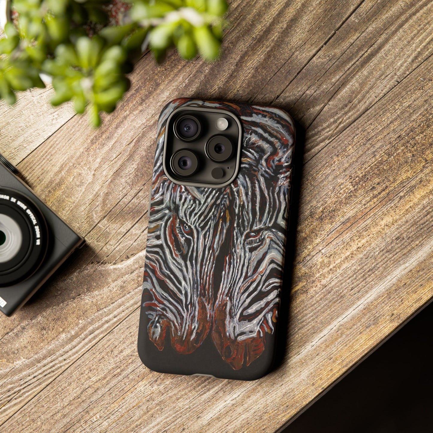 Artistic Zebra Phone Case Twin Zebra Image- Tough Protection for Wildlife Lovers