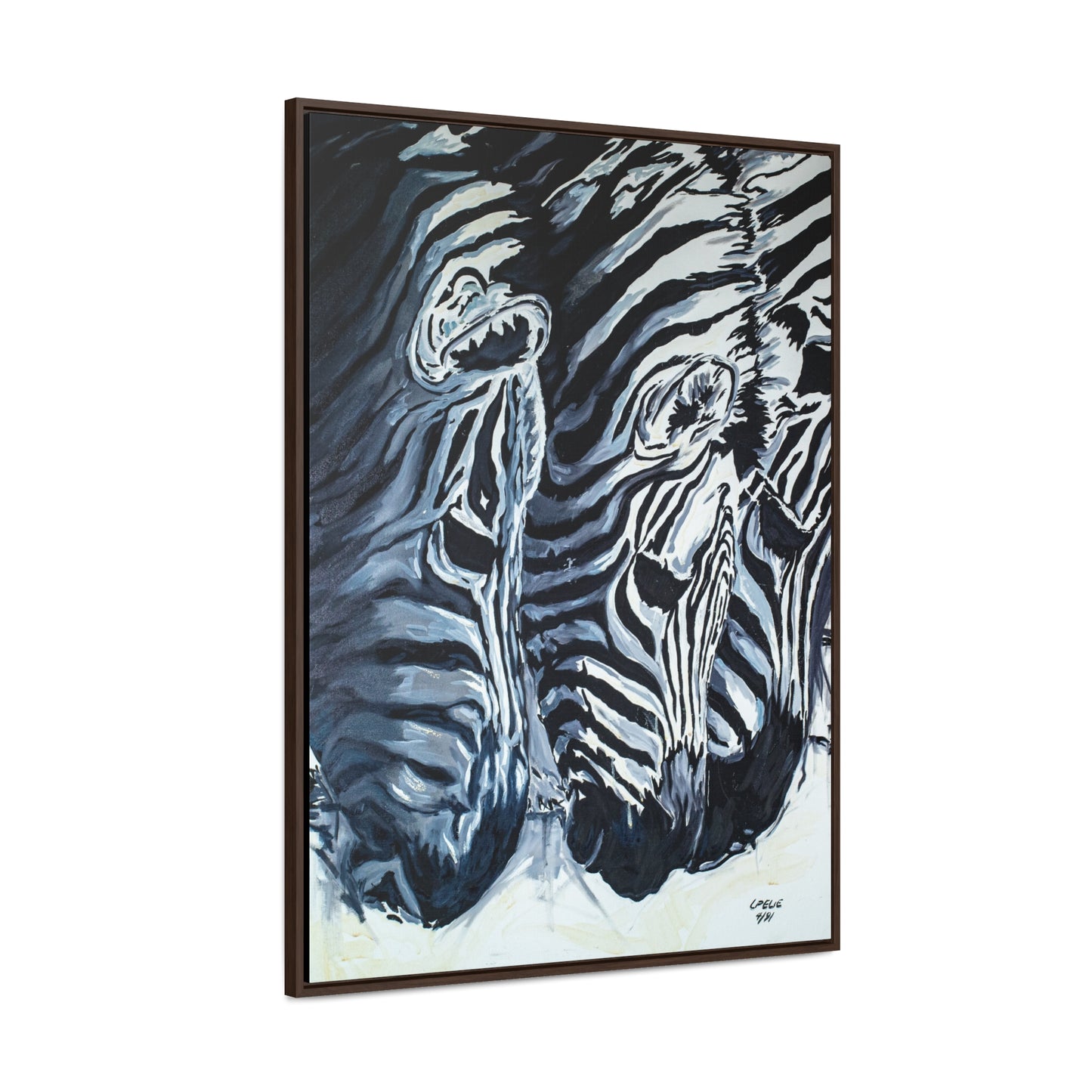 The Baby Zebras - Framed Canvas Print