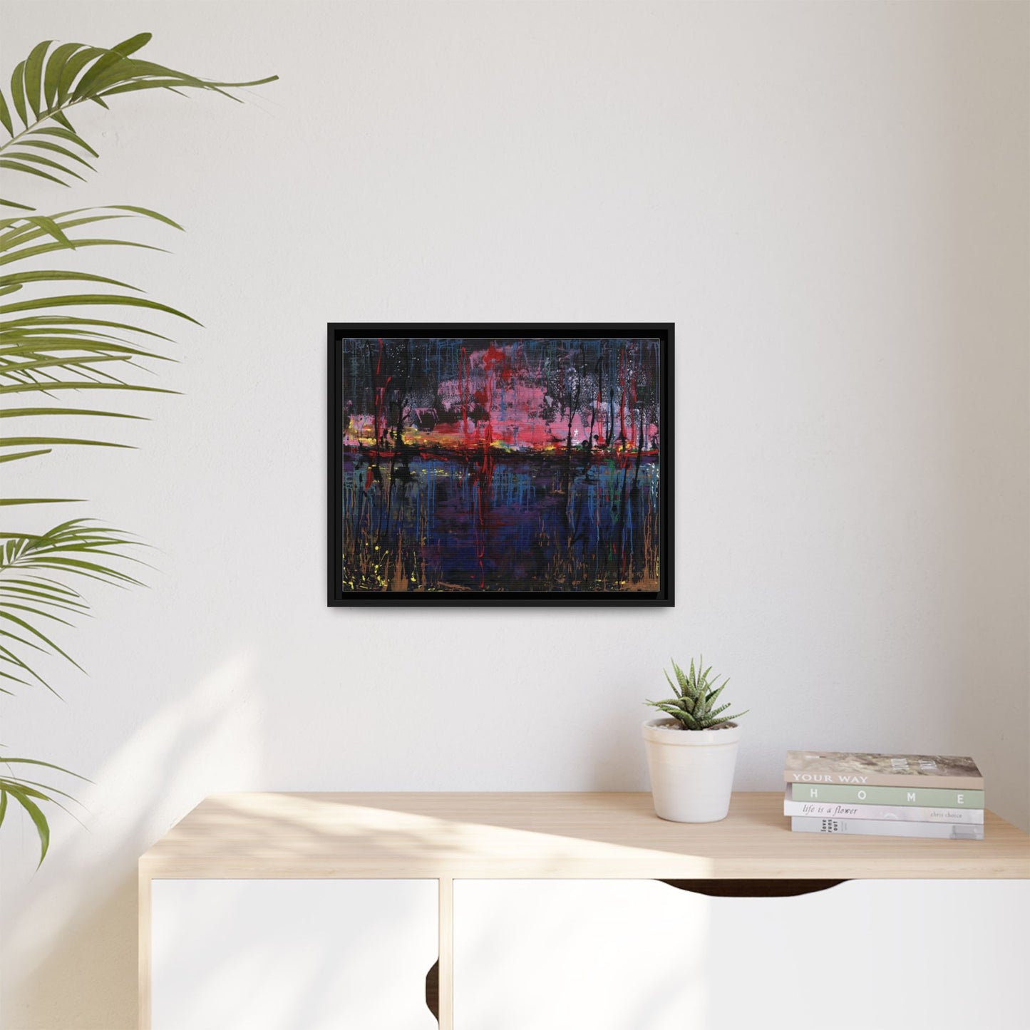 Abstract Sunset Landscape Matte Canvas Framed Art