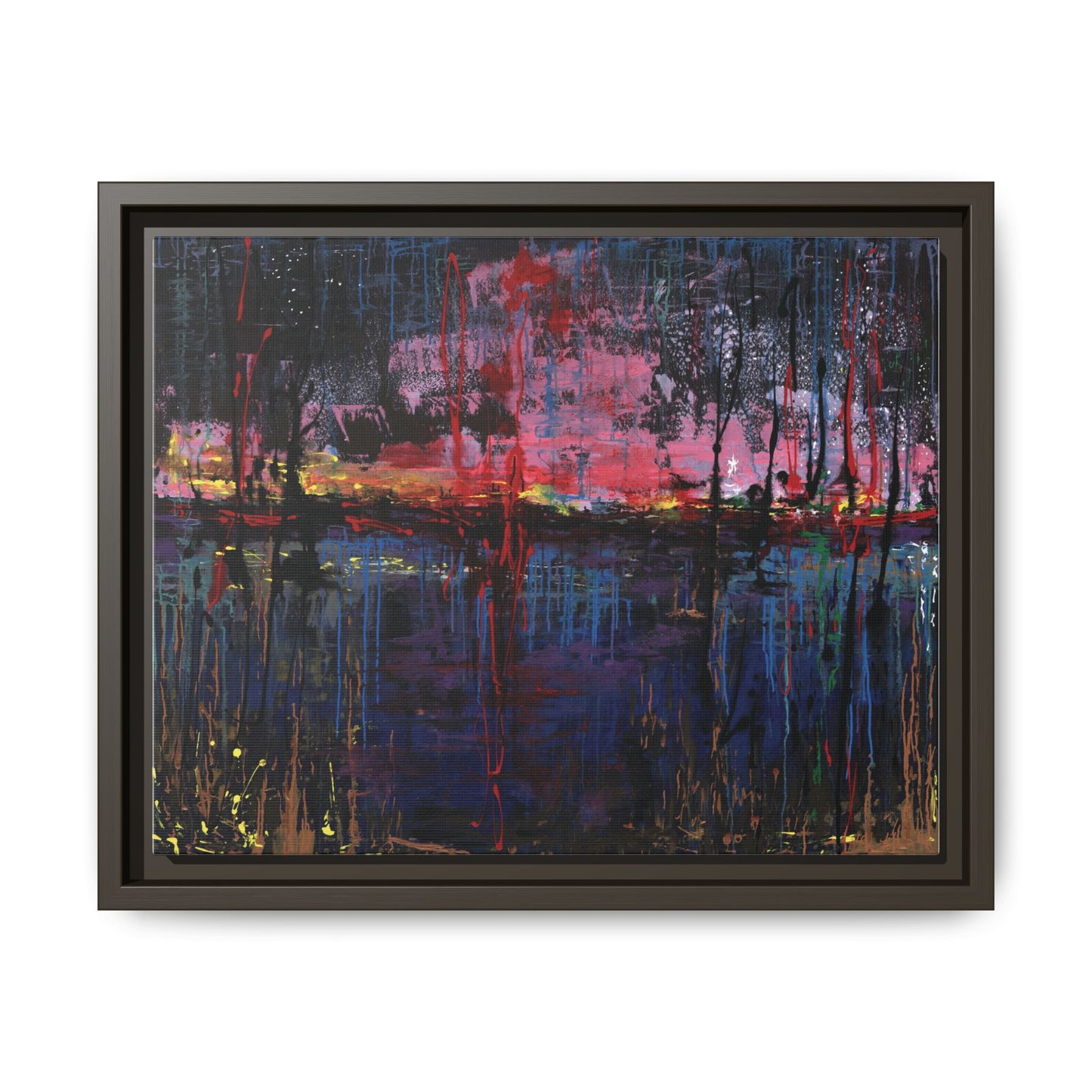 Abstract Sunset Landscape Matte Canvas Framed Art