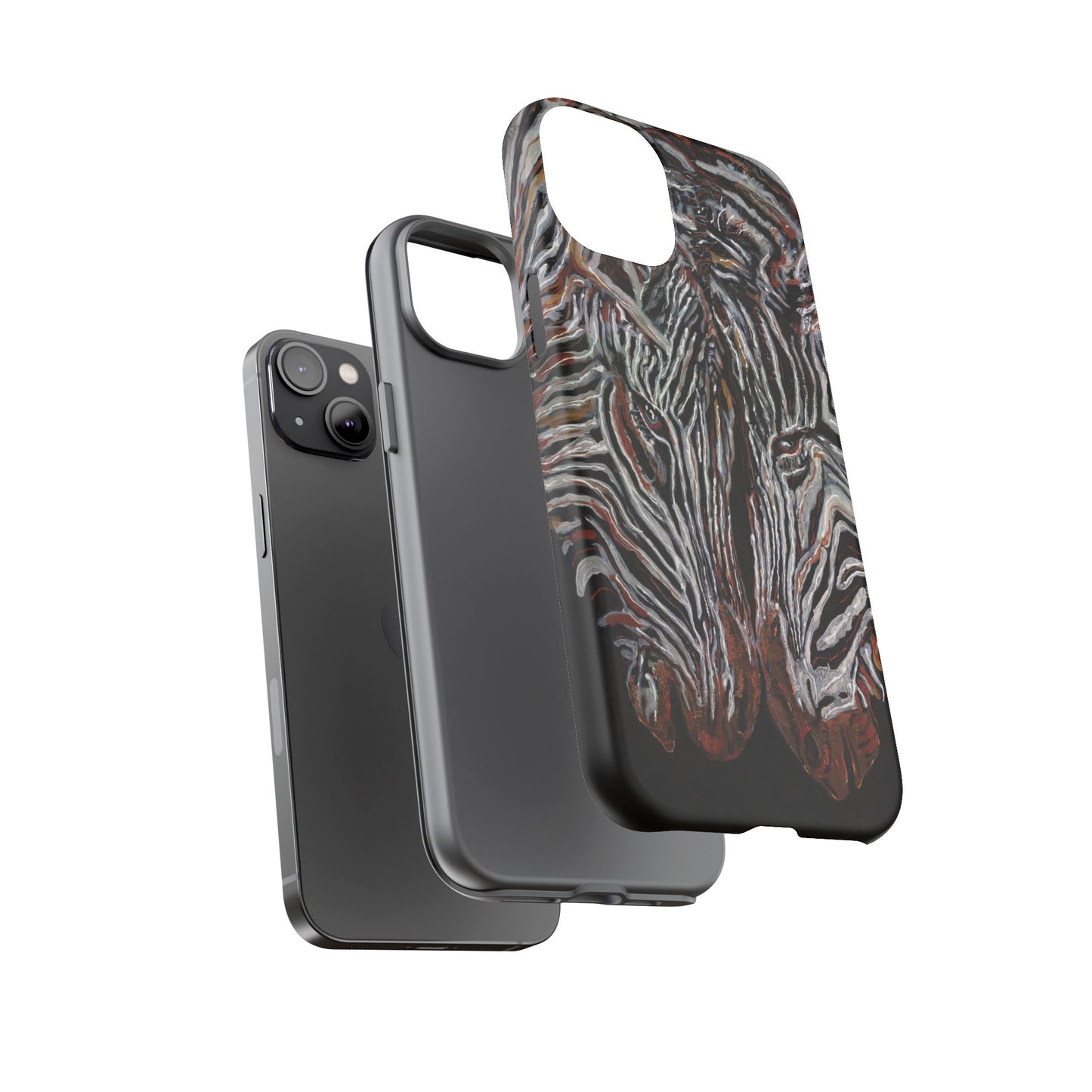 Artistic Zebra Phone Case Twin Zebra Image- Tough Protection for Wildlife Lovers