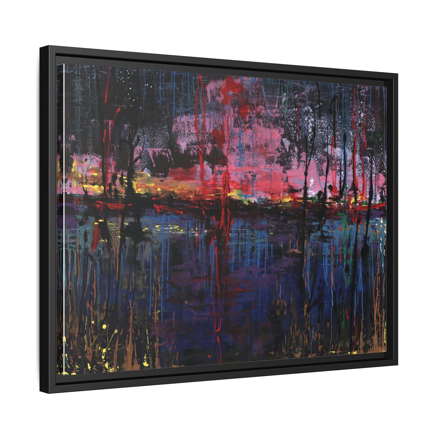 Abstract Sunset Landscape Matte Canvas Framed Art
