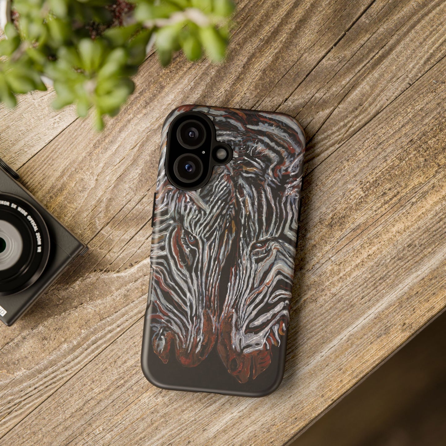 Artistic Zebra Phone Case Twin Zebra Image- Tough Protection for Wildlife Lovers