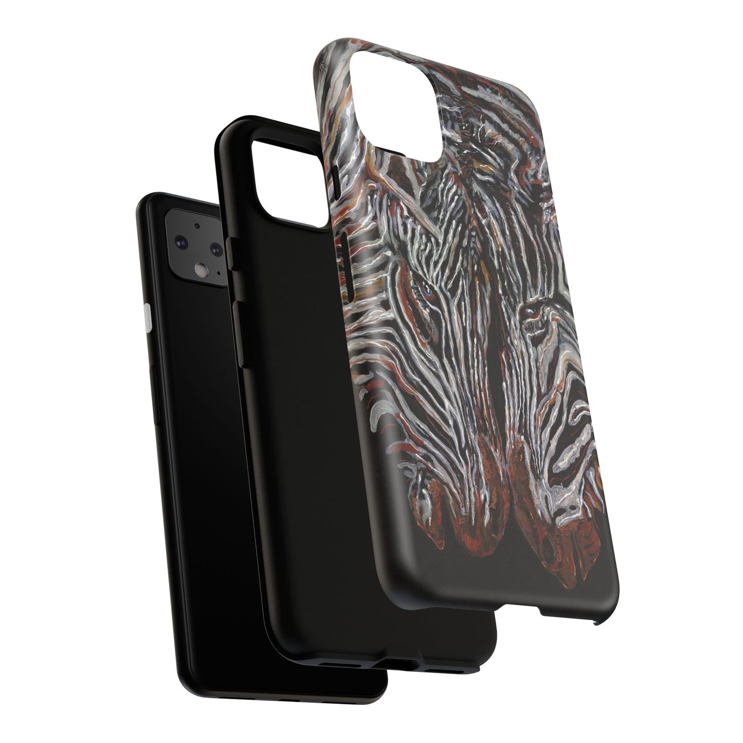 Artistic Zebra Phone Case Twin Zebra Image- Tough Protection for Wildlife Lovers
