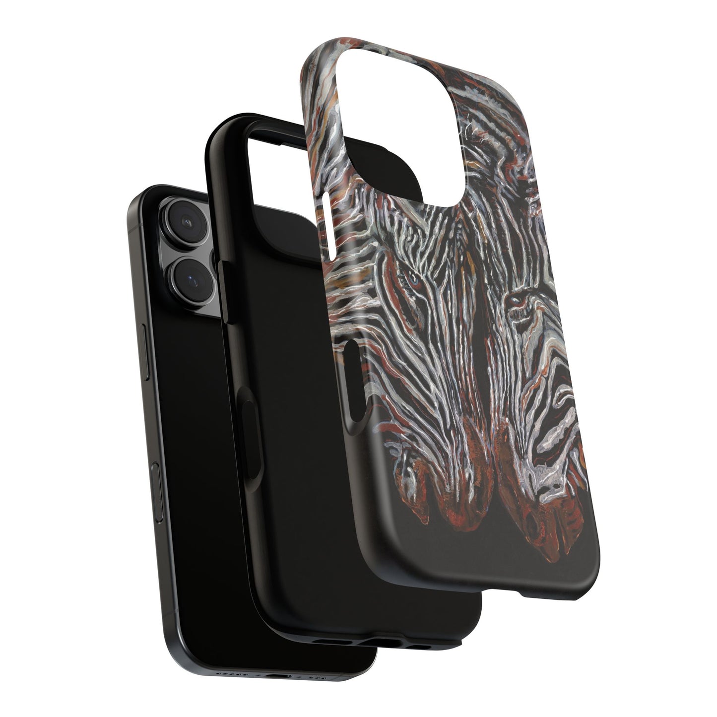 Artistic Zebra Phone Case Twin Zebra Image- Tough Protection for Wildlife Lovers
