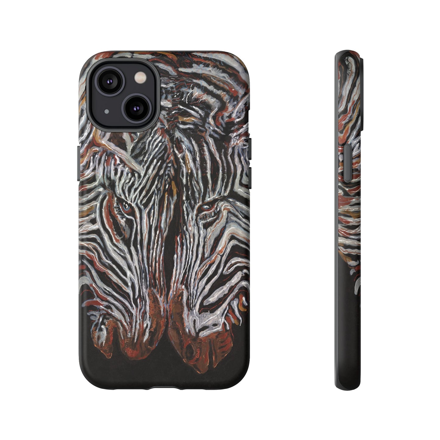 Artistic Zebra Phone Case Twin Zebra Image- Tough Protection for Wildlife Lovers