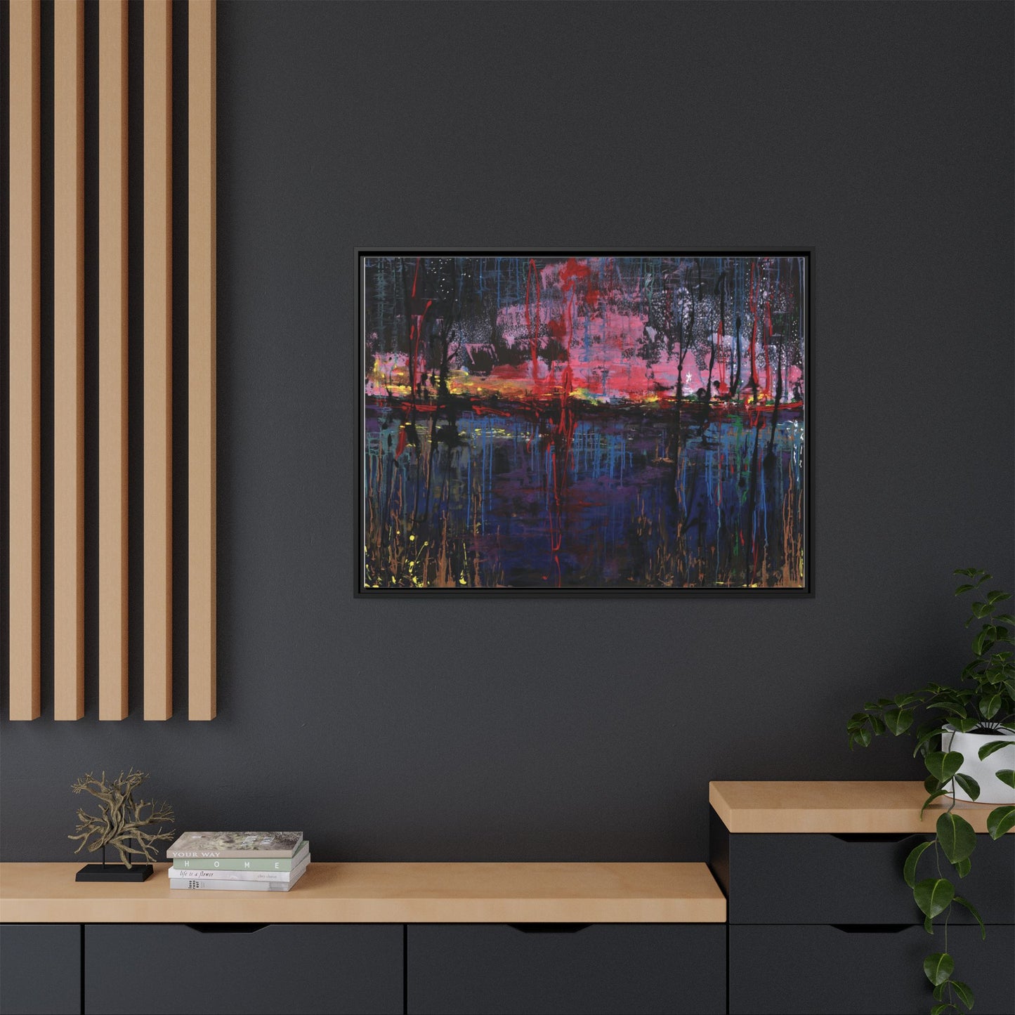 Abstract Sunset Landscape Matte Canvas Framed Art