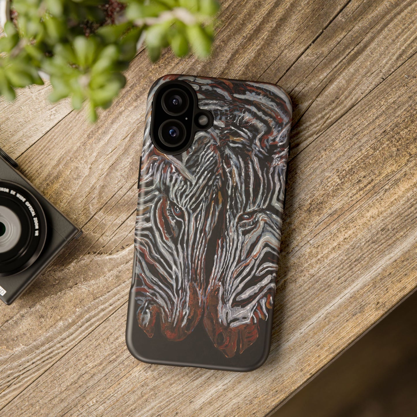Artistic Zebra Phone Case Twin Zebra Image- Tough Protection for Wildlife Lovers