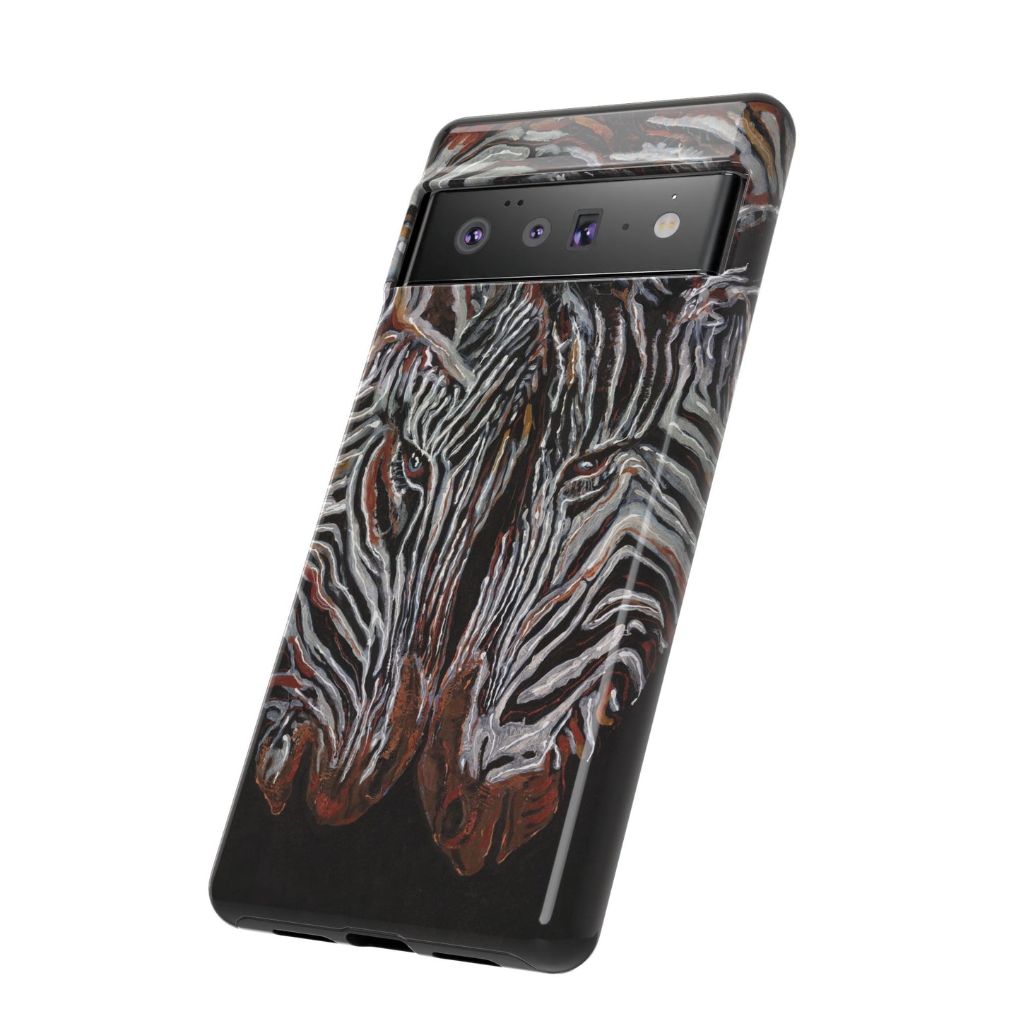 Artistic Zebra Phone Case Twin Zebra Image- Tough Protection for Wildlife Lovers