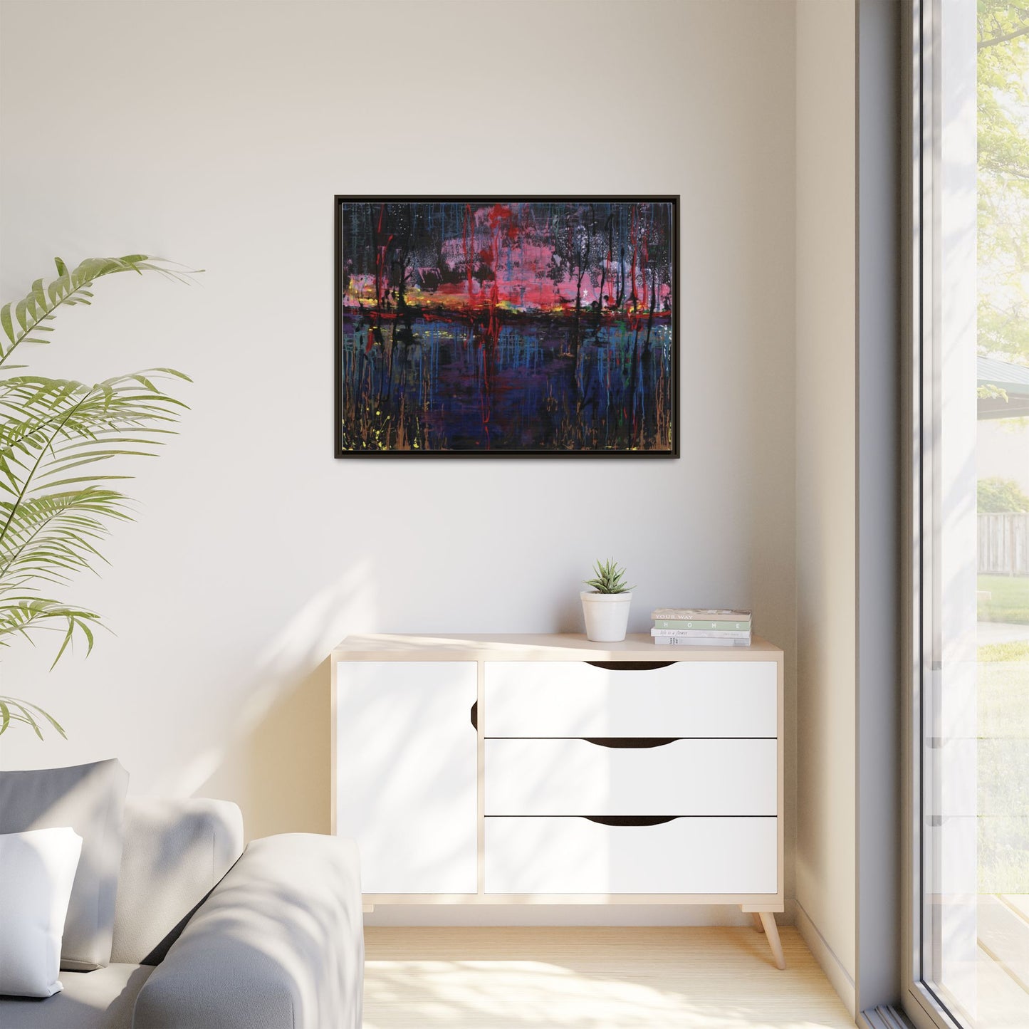 Abstract Sunset Landscape Matte Canvas Framed Art