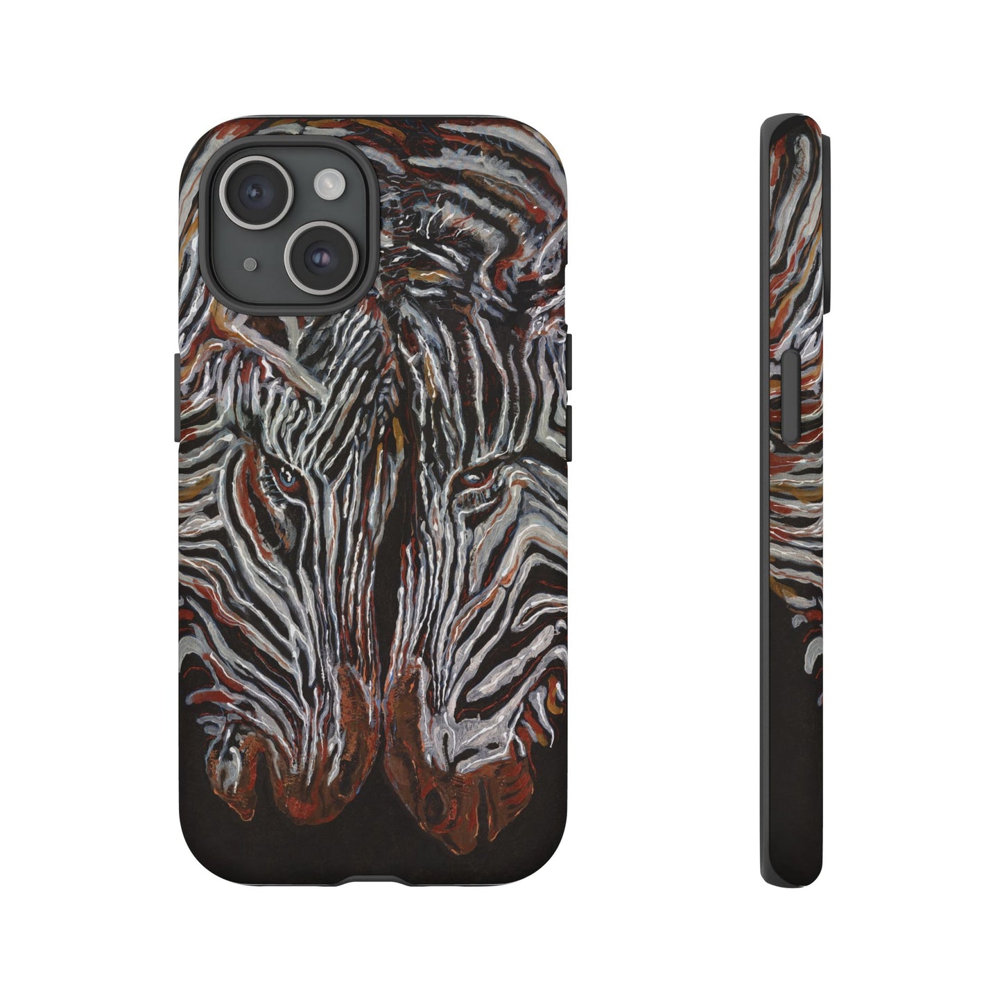 Artistic Zebra Phone Case Twin Zebra Image- Tough Protection for Wildlife Lovers