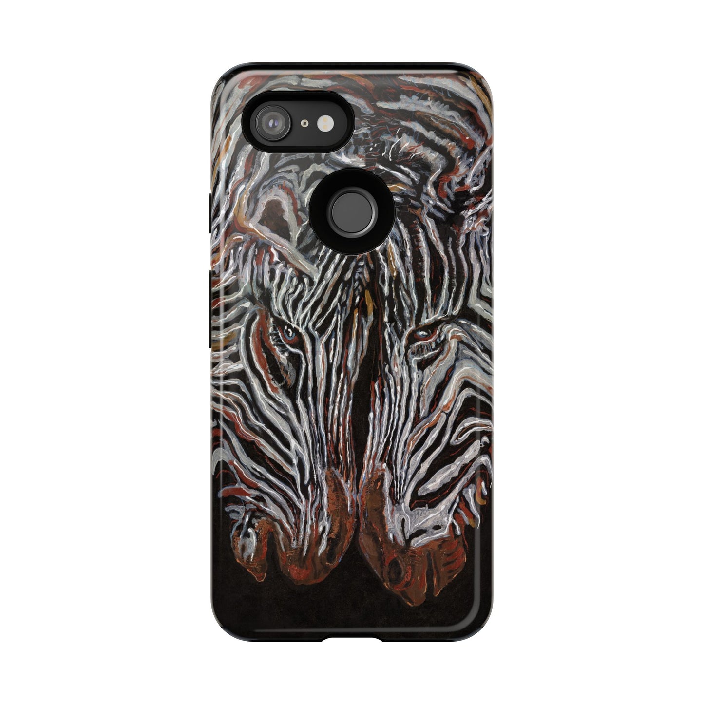 Artistic Zebra Phone Case Twin Zebra Image- Tough Protection for Wildlife Lovers