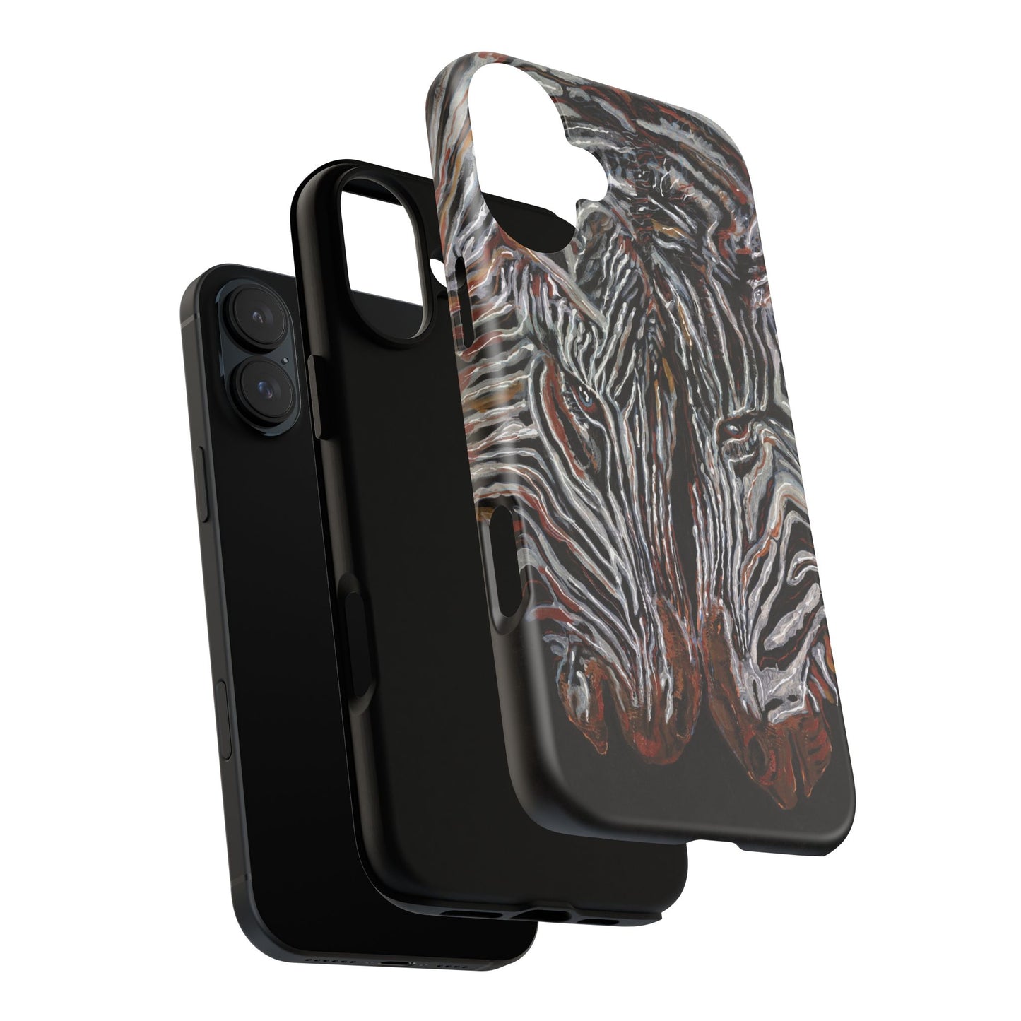 Artistic Zebra Phone Case Twin Zebra Image- Tough Protection for Wildlife Lovers