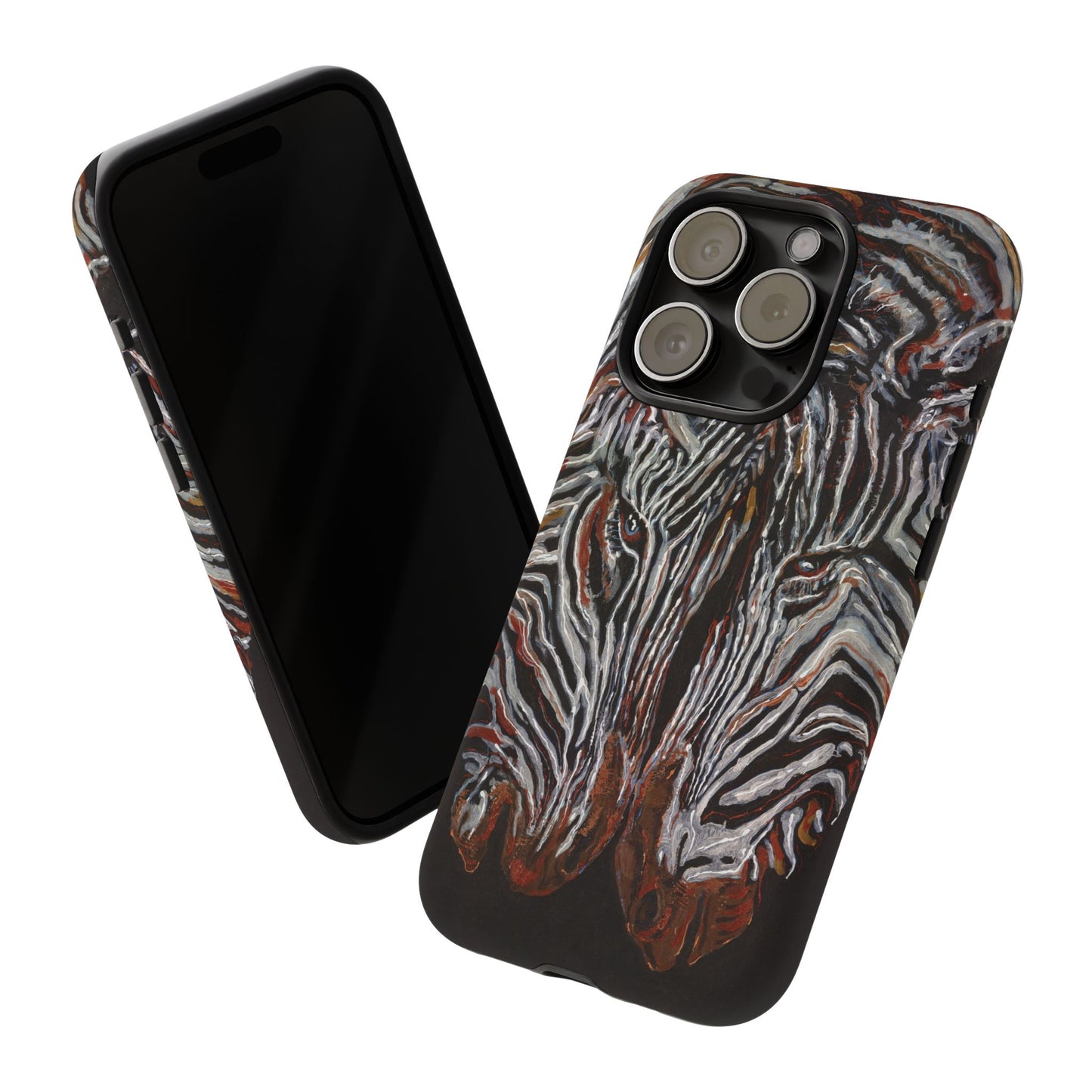 Artistic Zebra Phone Case Twin Zebra Image- Tough Protection for Wildlife Lovers