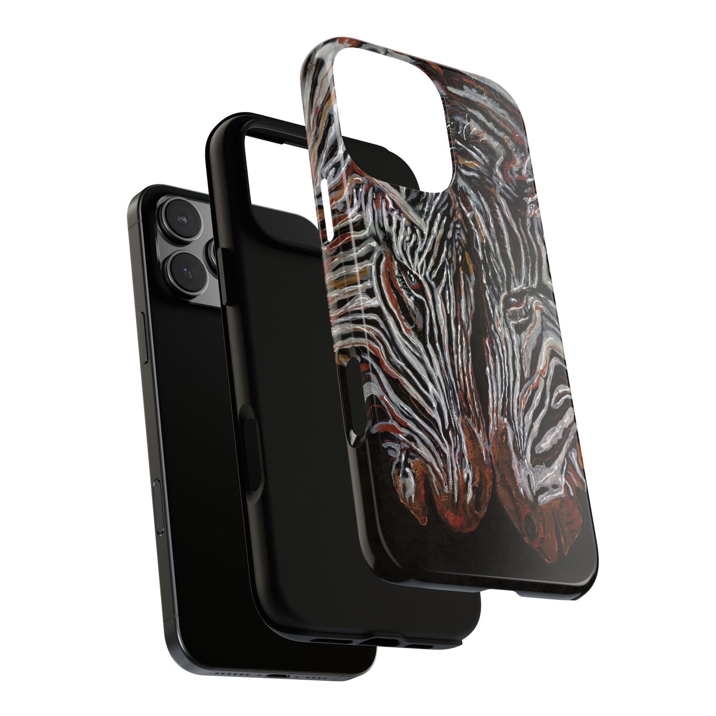 Artistic Zebra Phone Case Twin Zebra Image- Tough Protection for Wildlife Lovers