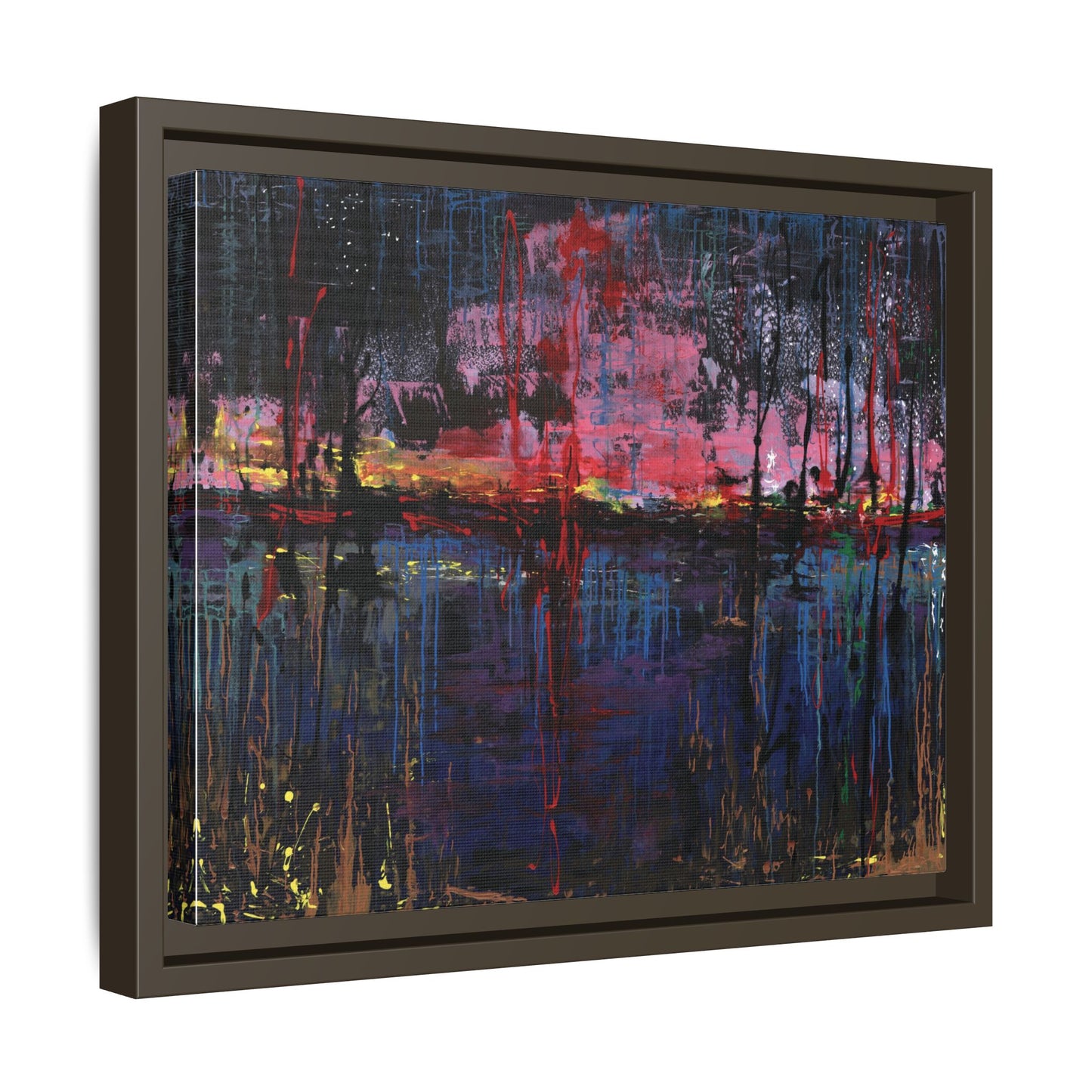 Abstract Sunset Landscape Matte Canvas Framed Art