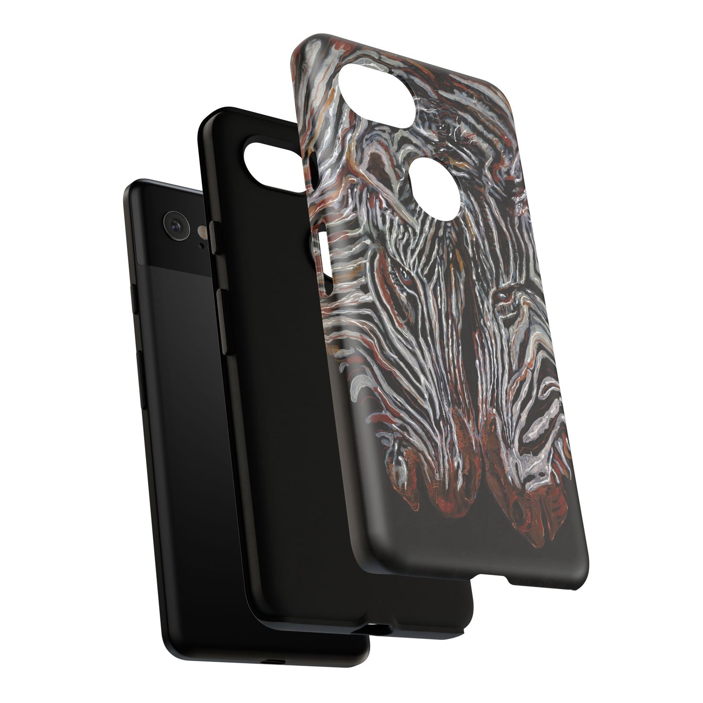 Artistic Zebra Phone Case Twin Zebra Image- Tough Protection for Wildlife Lovers