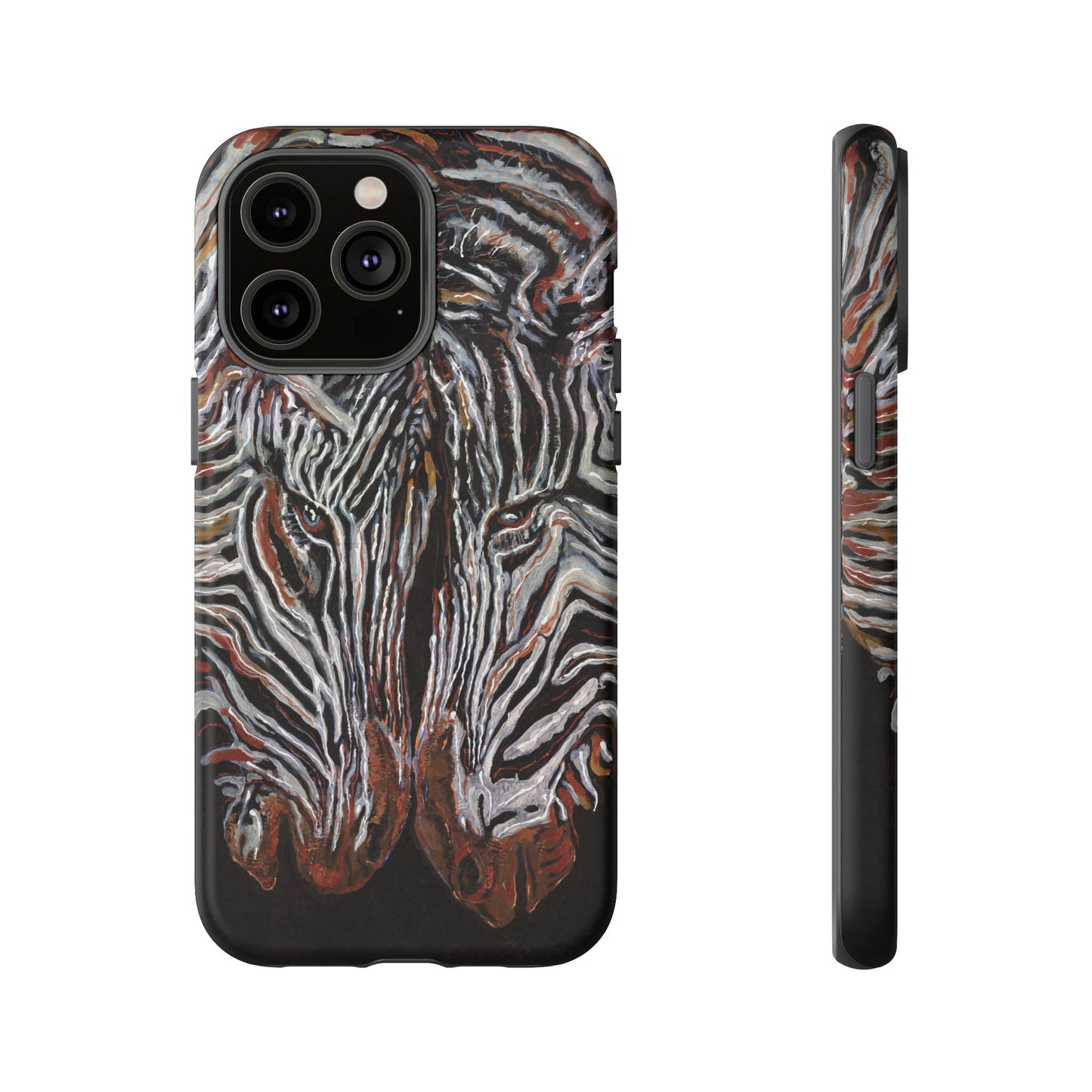 Artistic Zebra Phone Case Twin Zebra Image- Tough Protection for Wildlife Lovers