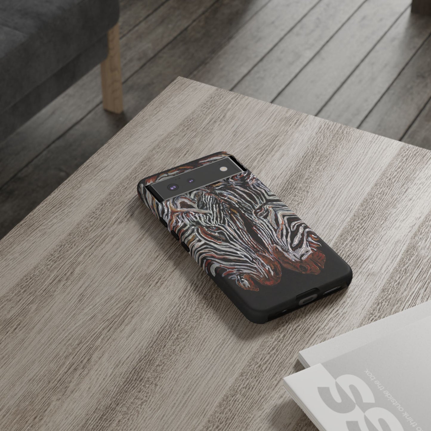 Artistic Zebra Phone Case Twin Zebra Image- Tough Protection for Wildlife Lovers