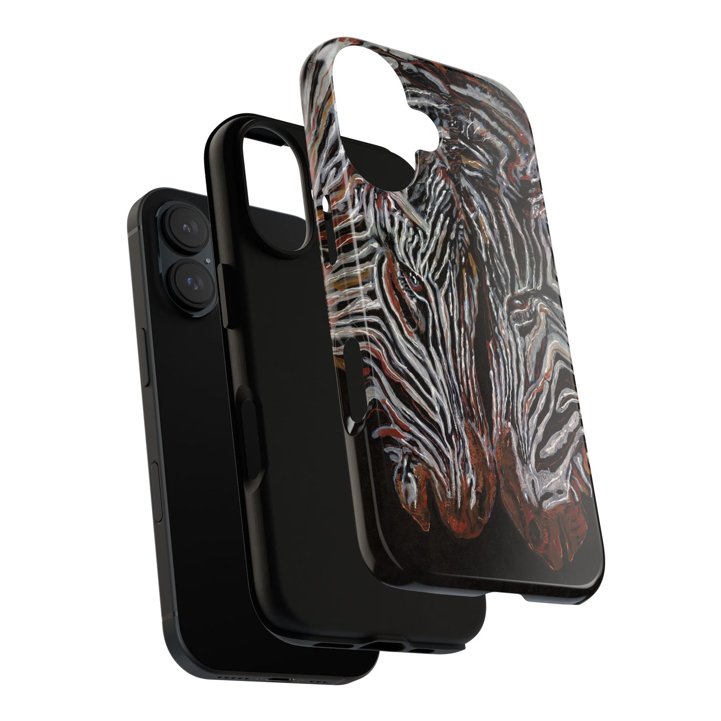 Artistic Zebra Phone Case Twin Zebra Image- Tough Protection for Wildlife Lovers