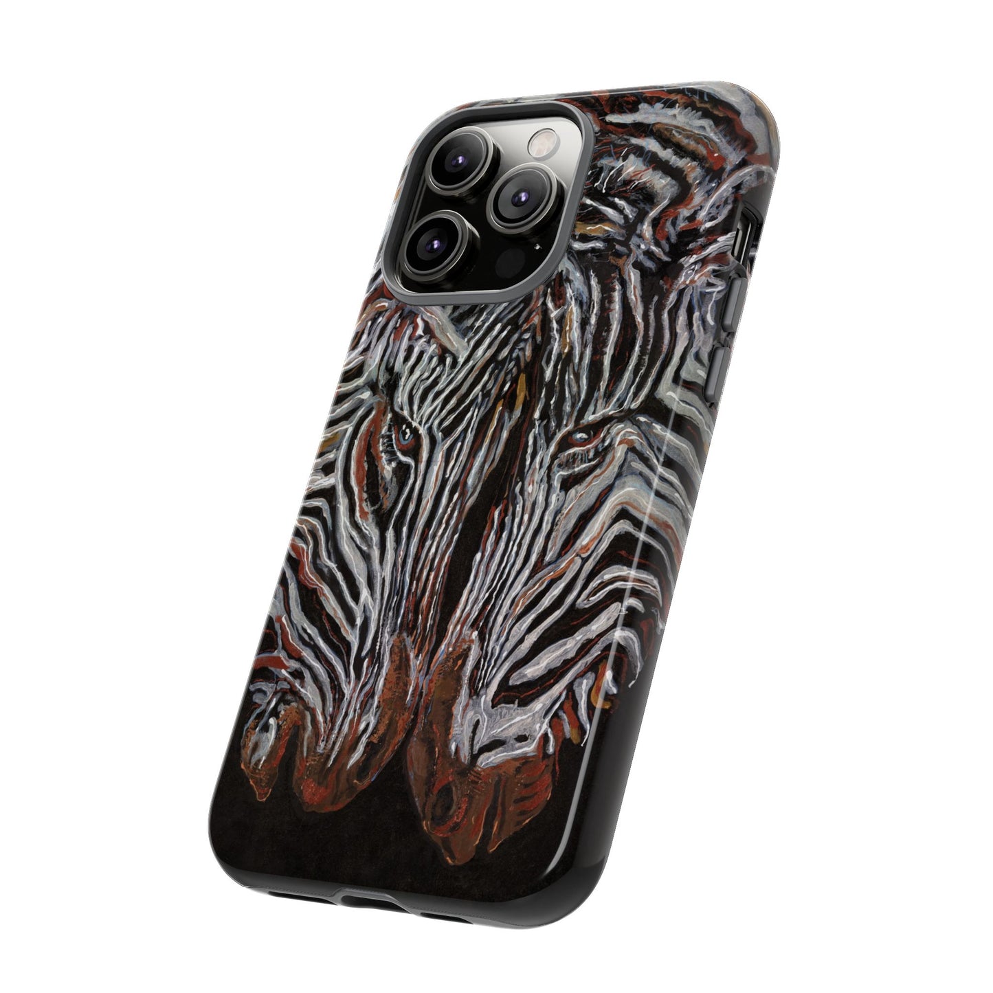 Artistic Zebra Phone Case Twin Zebra Image- Tough Protection for Wildlife Lovers