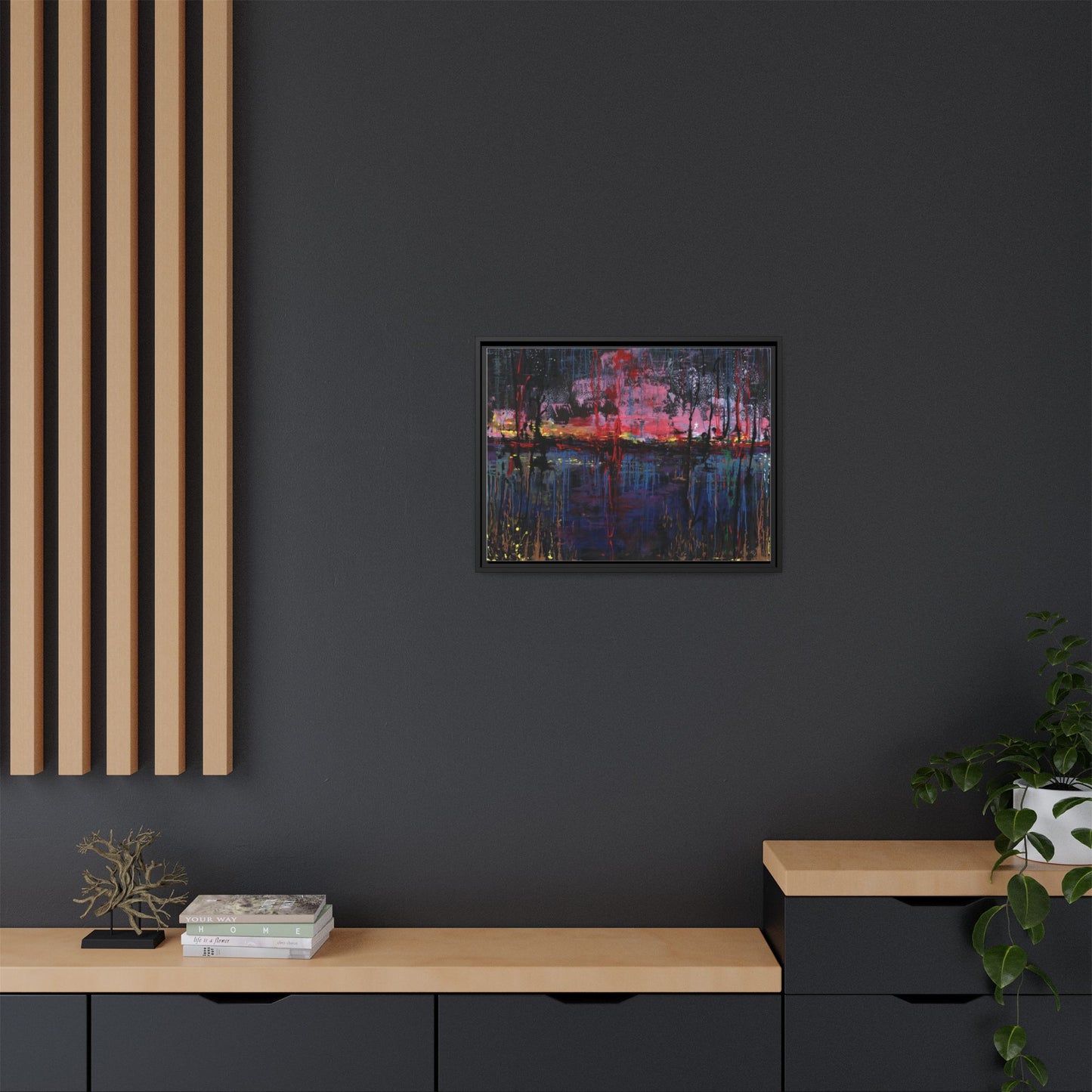 Abstract Sunset Landscape Matte Canvas Framed Art