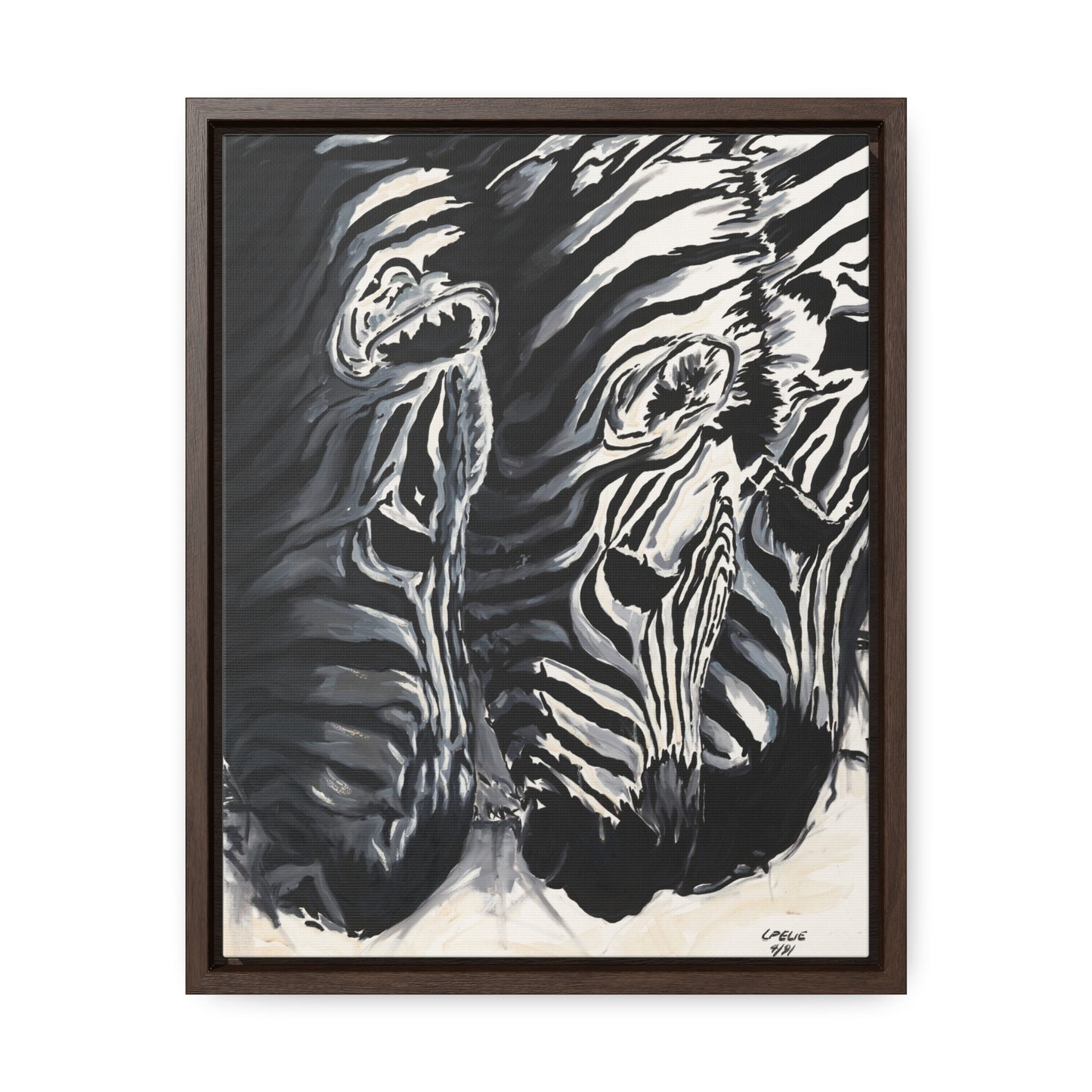 The Baby Zebras - Framed Canvas Print