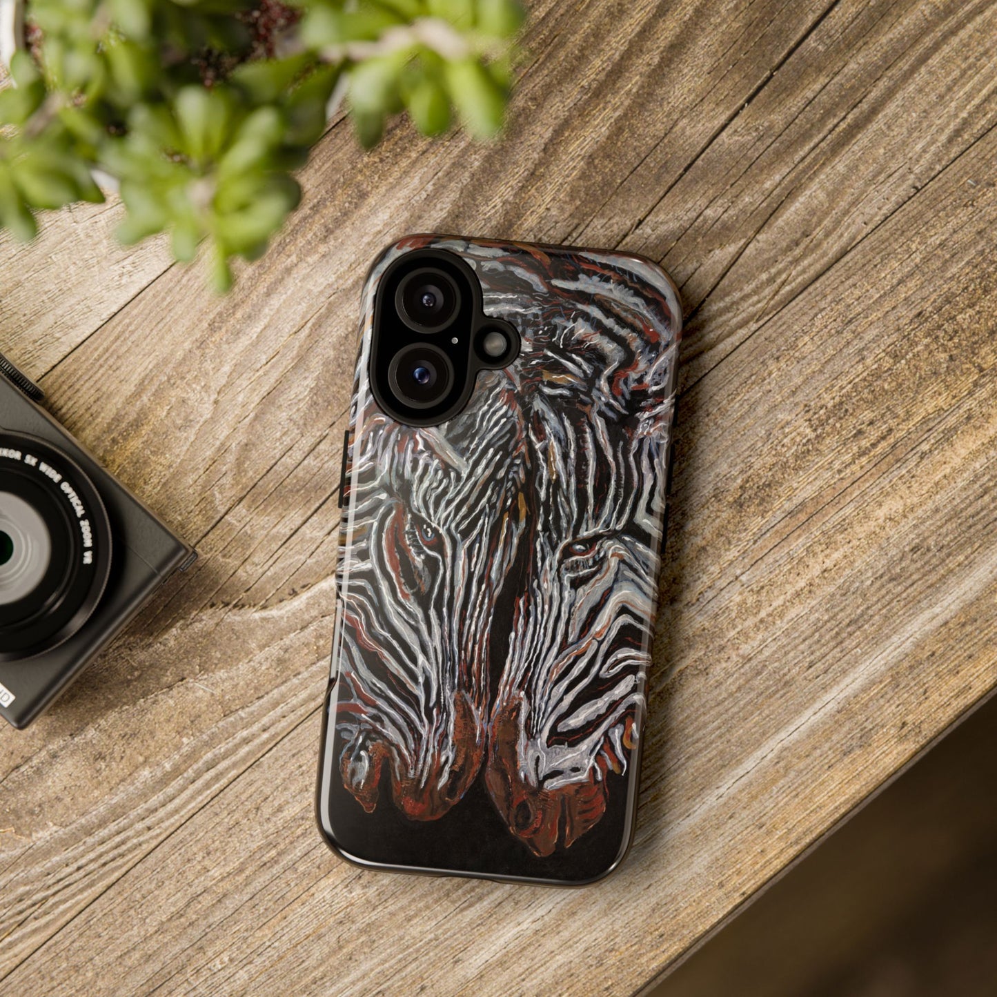 Artistic Zebra Phone Case Twin Zebra Image- Tough Protection for Wildlife Lovers