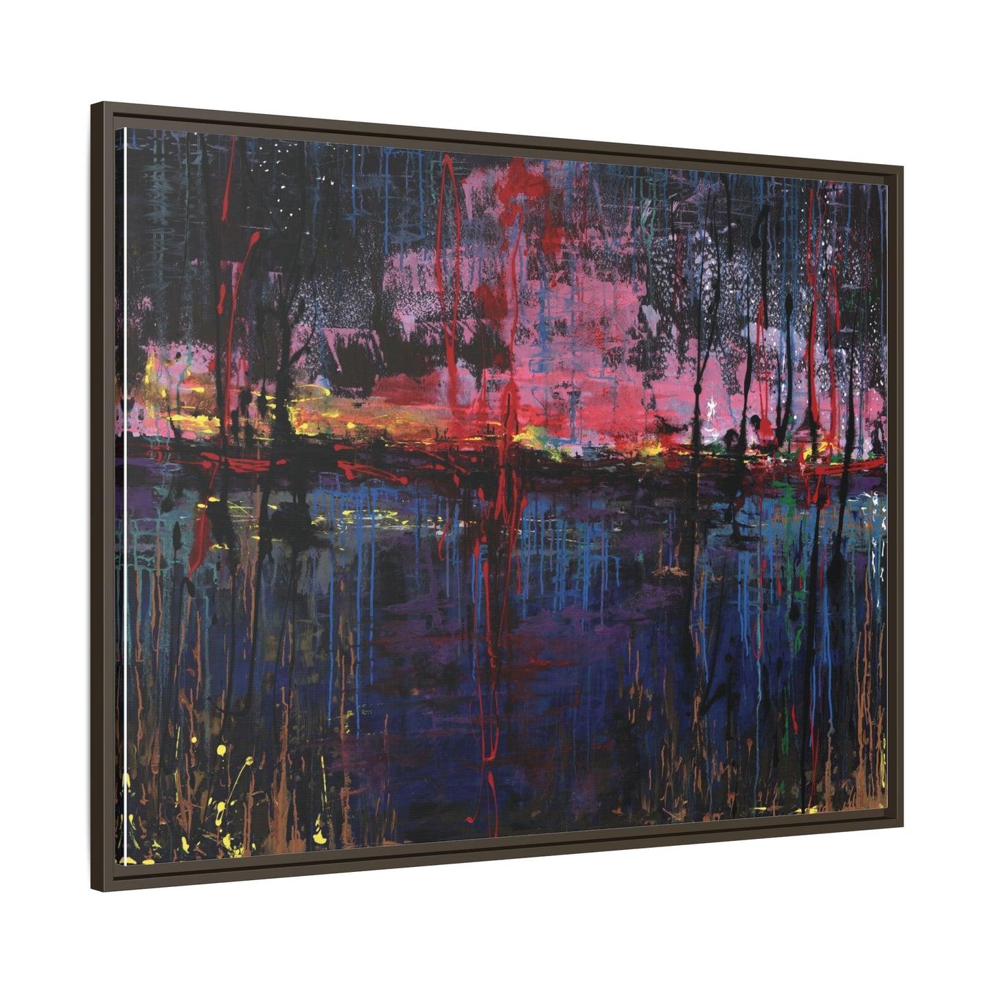 Abstract Sunset Landscape Matte Canvas Framed Art