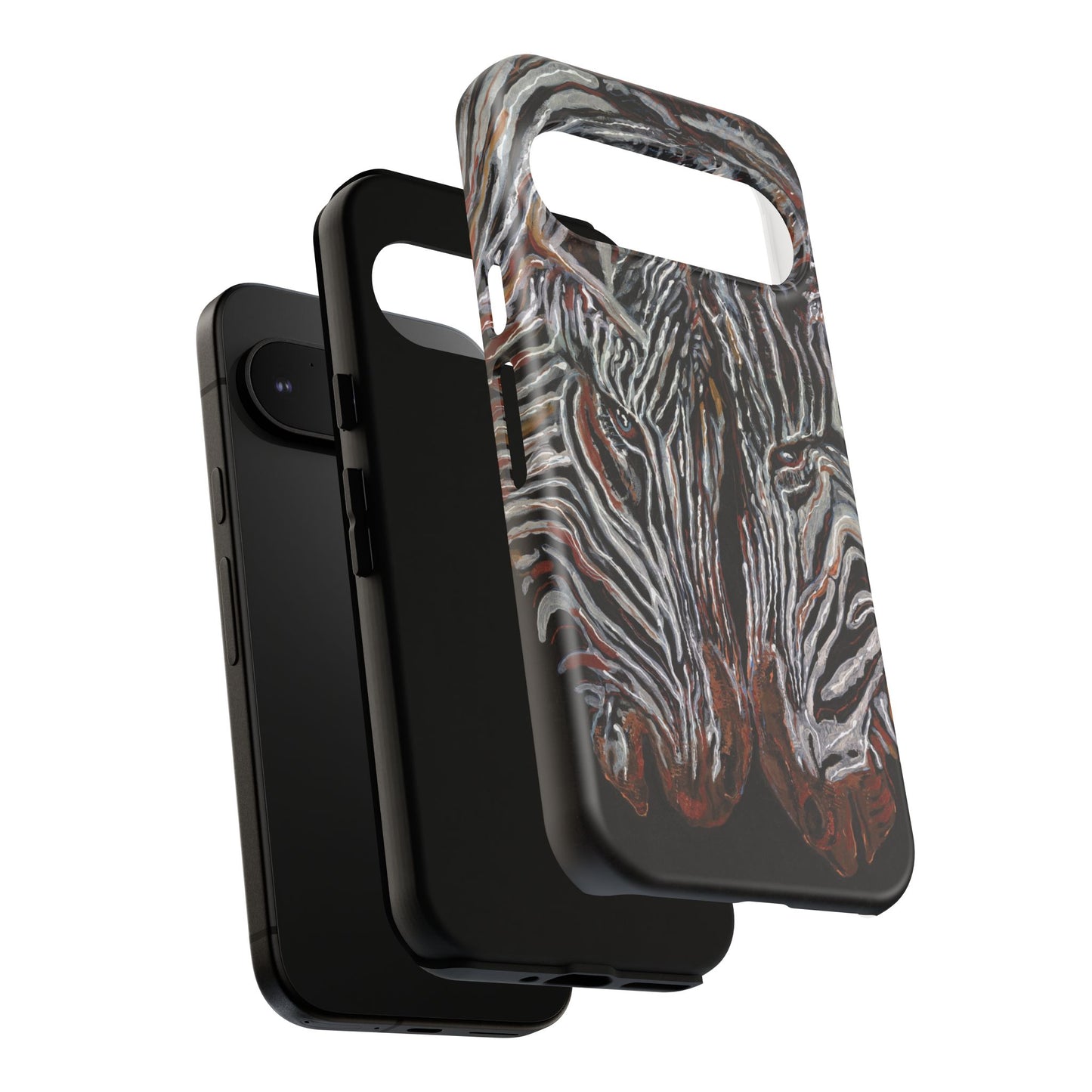 Artistic Zebra Phone Case Twin Zebra Image- Tough Protection for Wildlife Lovers