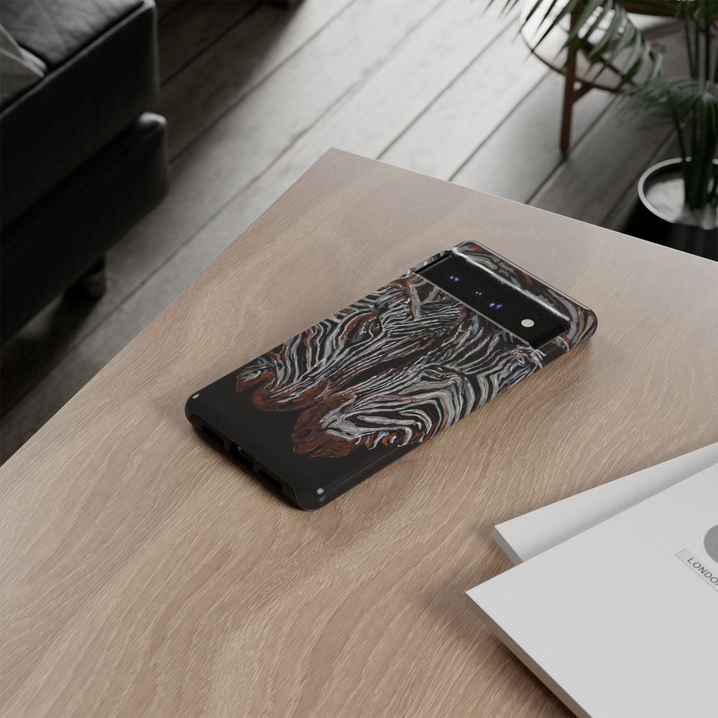 Artistic Zebra Phone Case Twin Zebra Image- Tough Protection for Wildlife Lovers