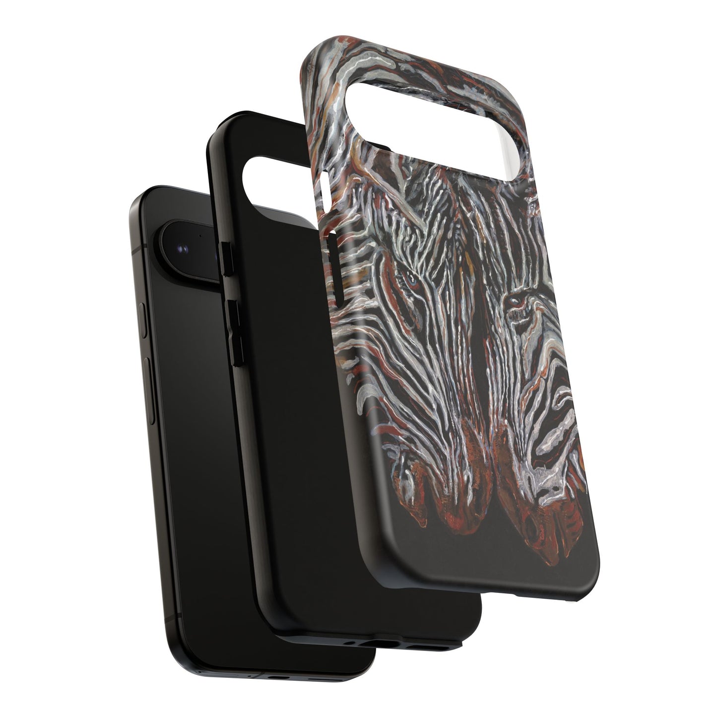 Artistic Zebra Phone Case Twin Zebra Image- Tough Protection for Wildlife Lovers