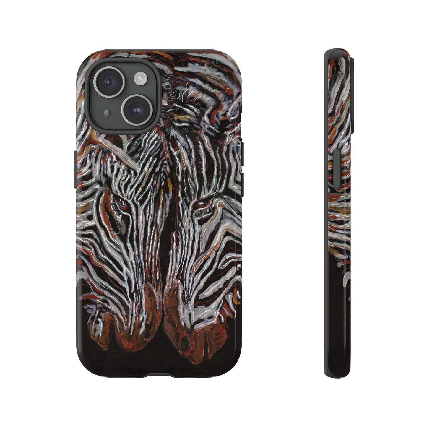 Artistic Zebra Phone Case Twin Zebra Image- Tough Protection for Wildlife Lovers