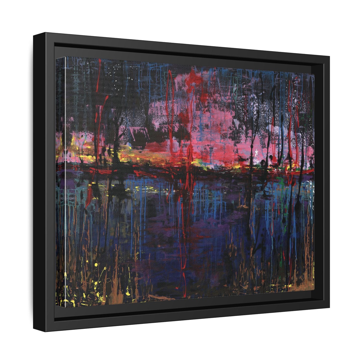 Abstract Sunset Landscape Matte Canvas Framed Art
